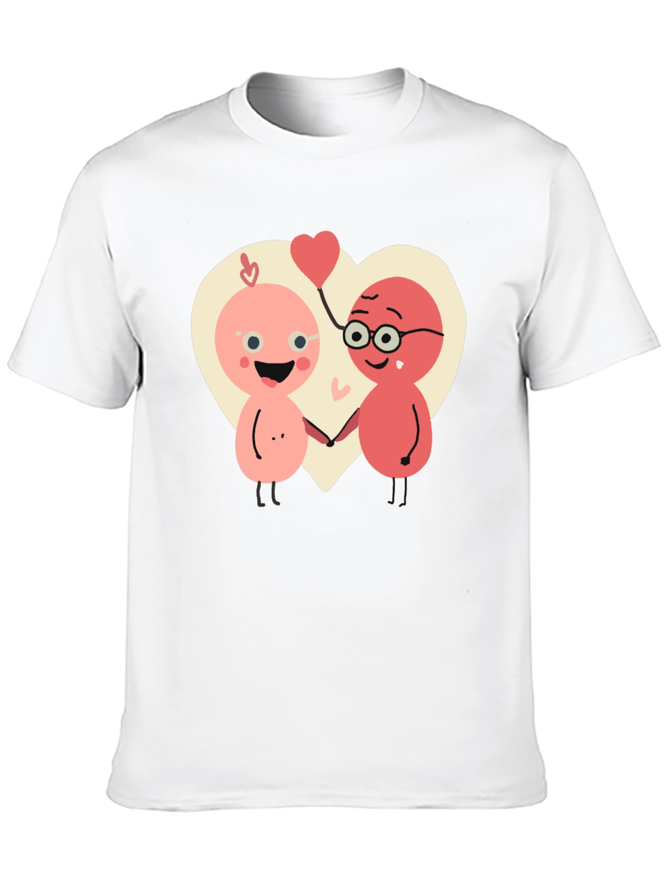 Cute Cartoon Couple T-Shirt - Heart Graphic Tee