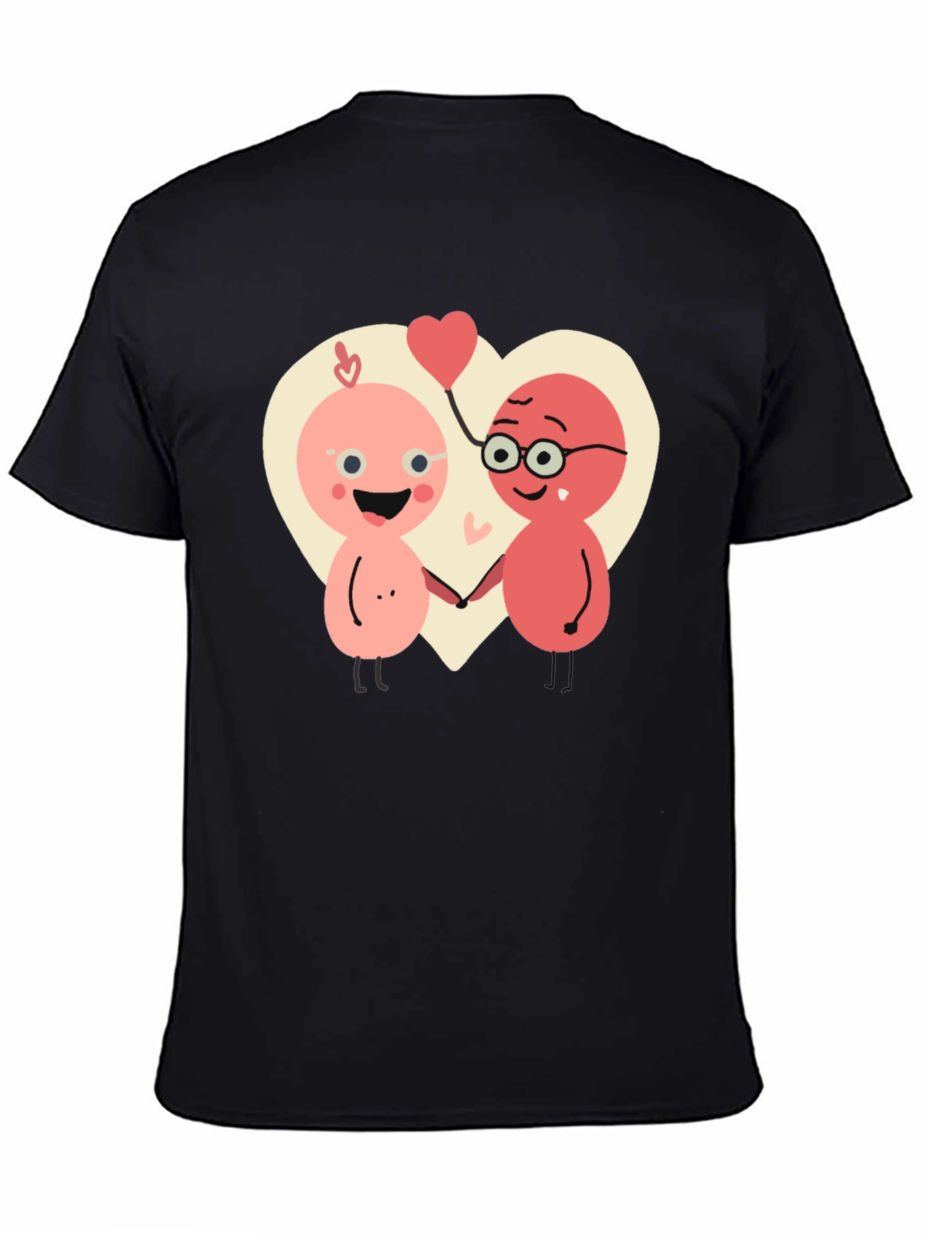 Cute Cartoon Couple T-Shirt - Heart Graphic Tee