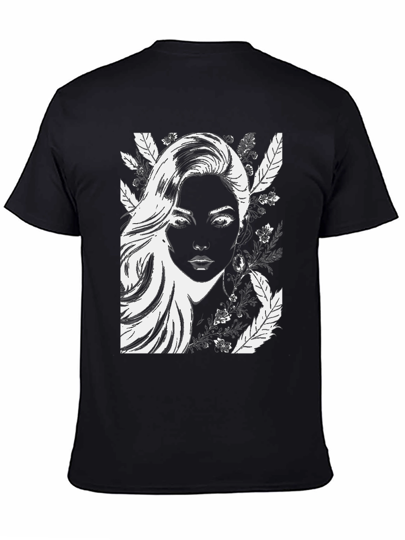 Woman Portrait Graphic Black T-Shirt