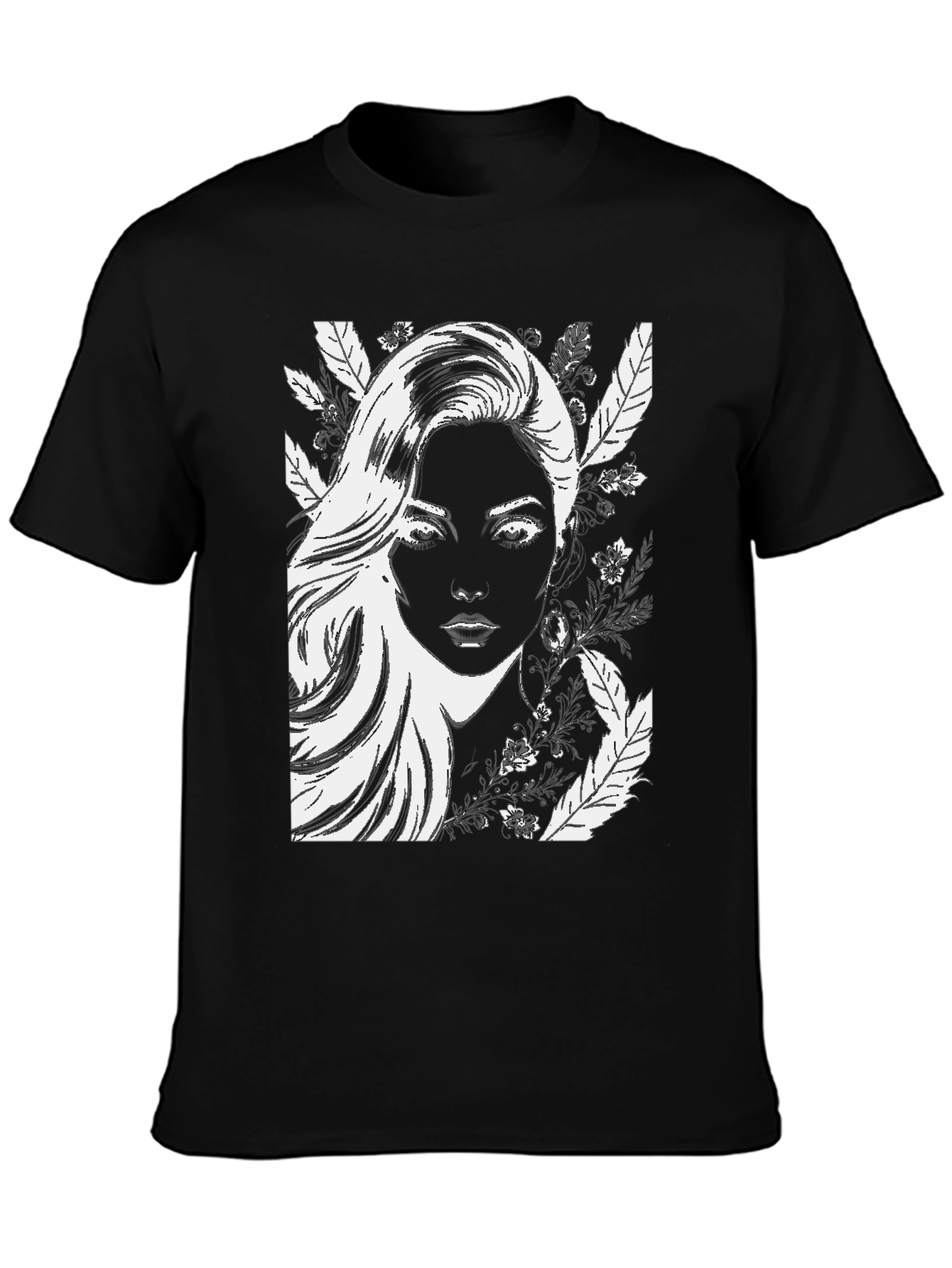 Woman Portrait Graphic Black T-Shirt