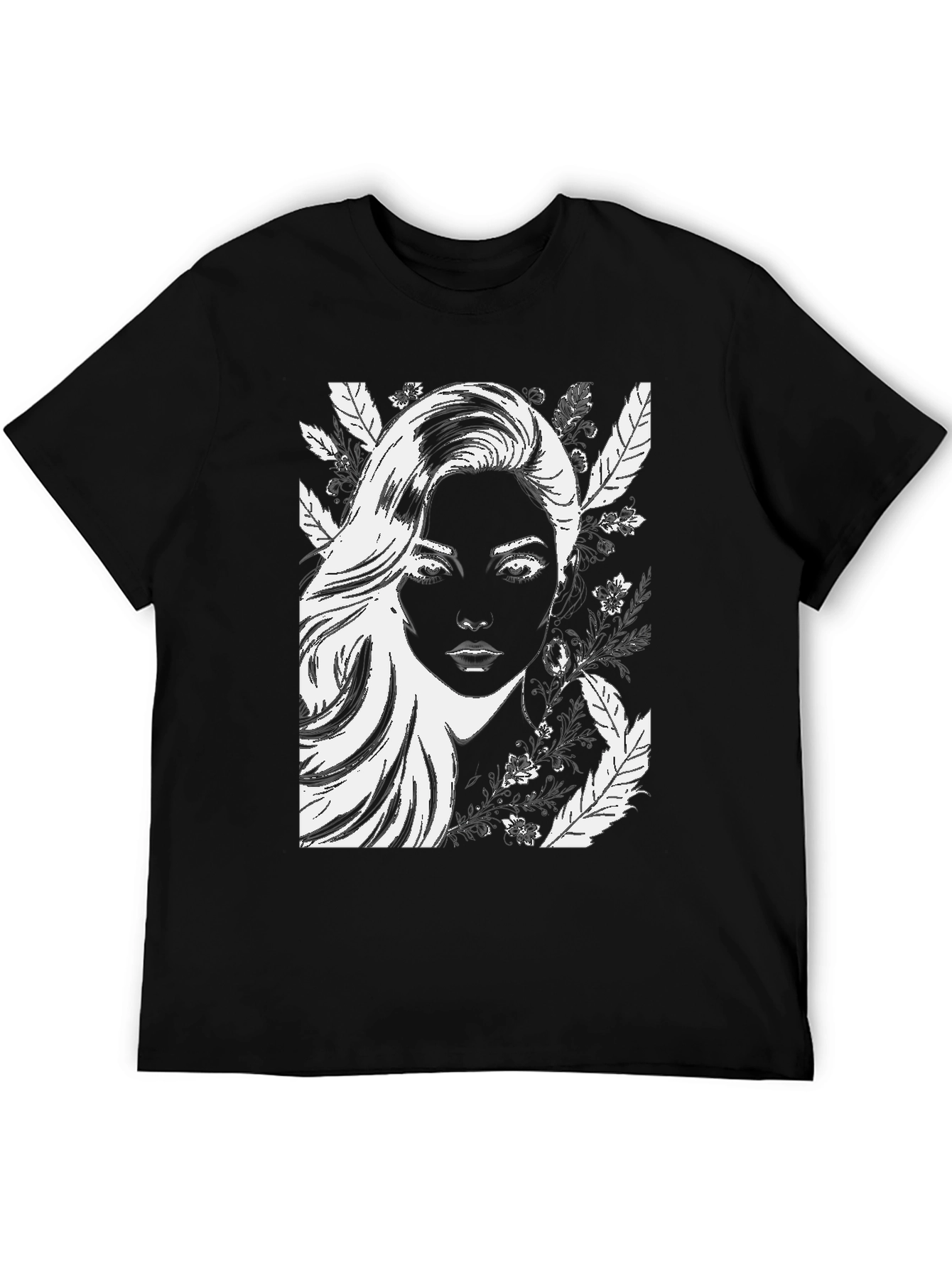 Woman Portrait Graphic Black T-Shirt