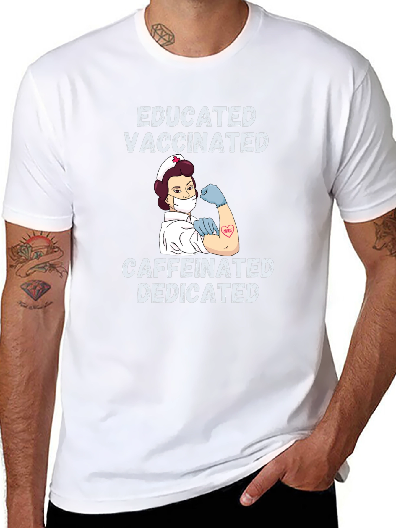Educated Vaccinated Caffeinated Dedicated Nurse T-Shirt