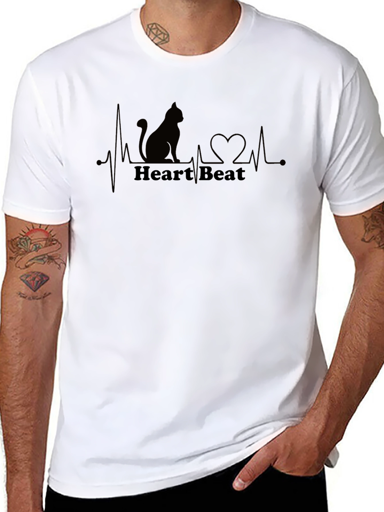 Cat Heartbeat Graphic Tee