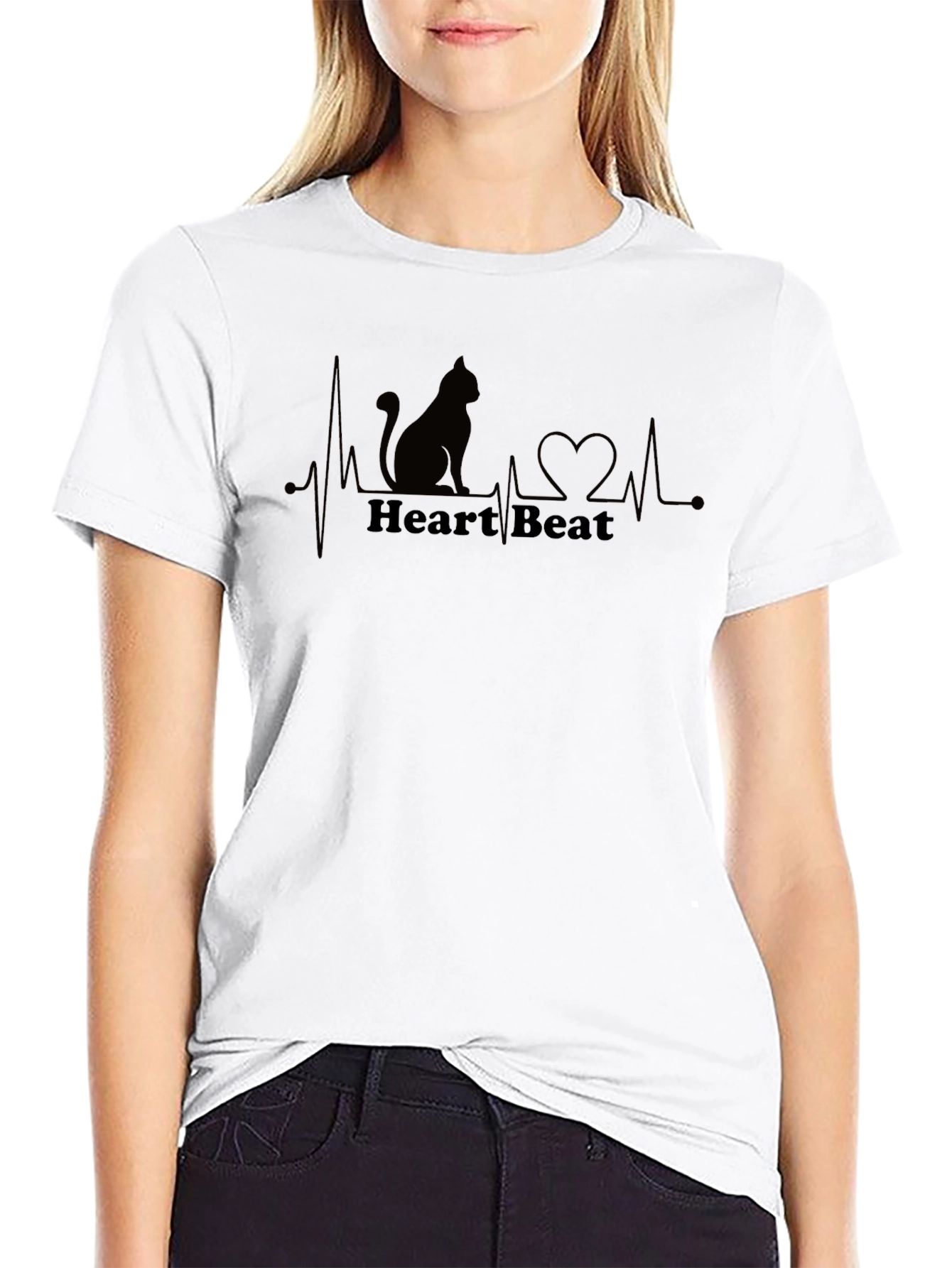 Cat Heartbeat Graphic Tee