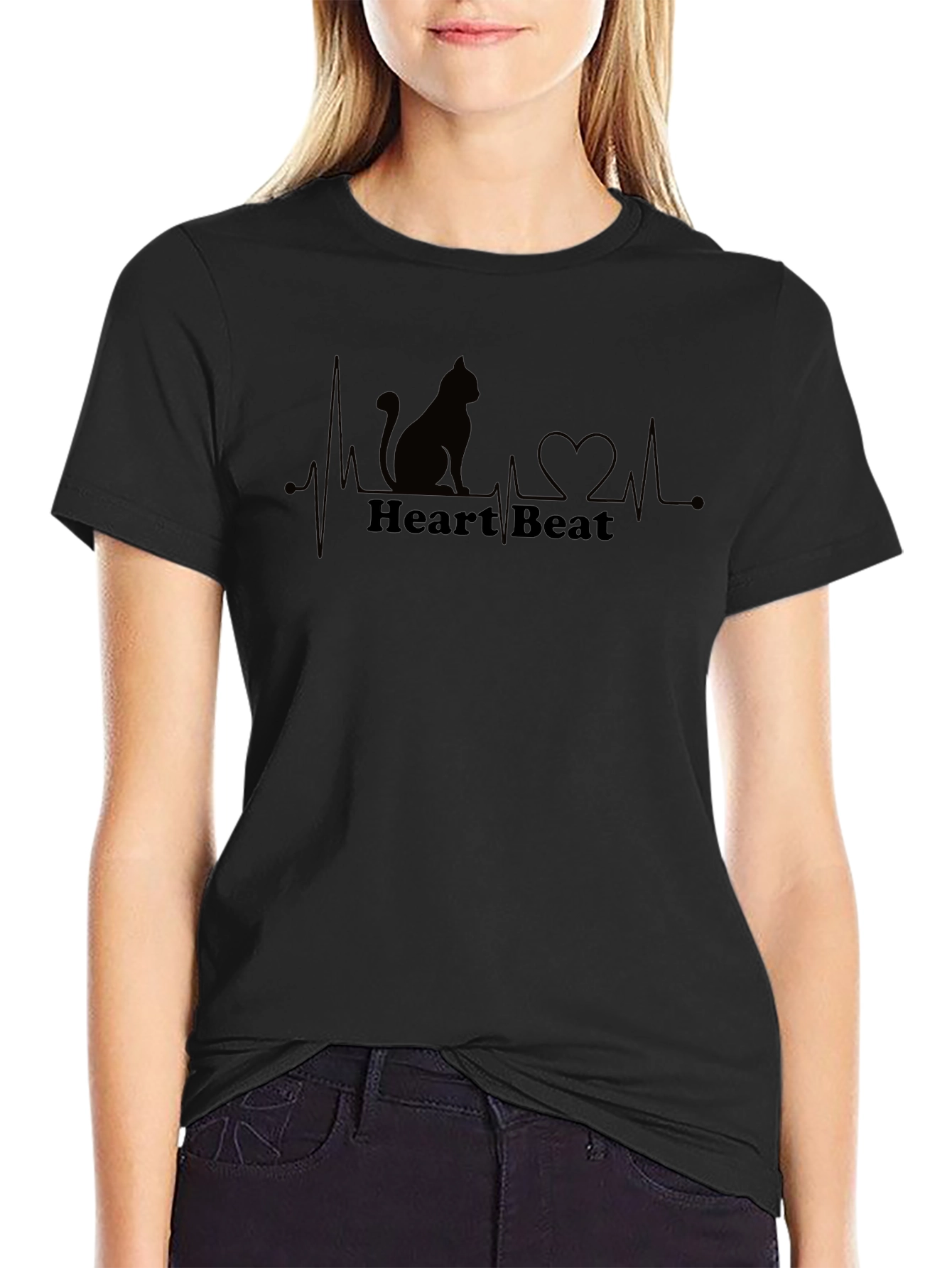 Cat Heartbeat Graphic Tee