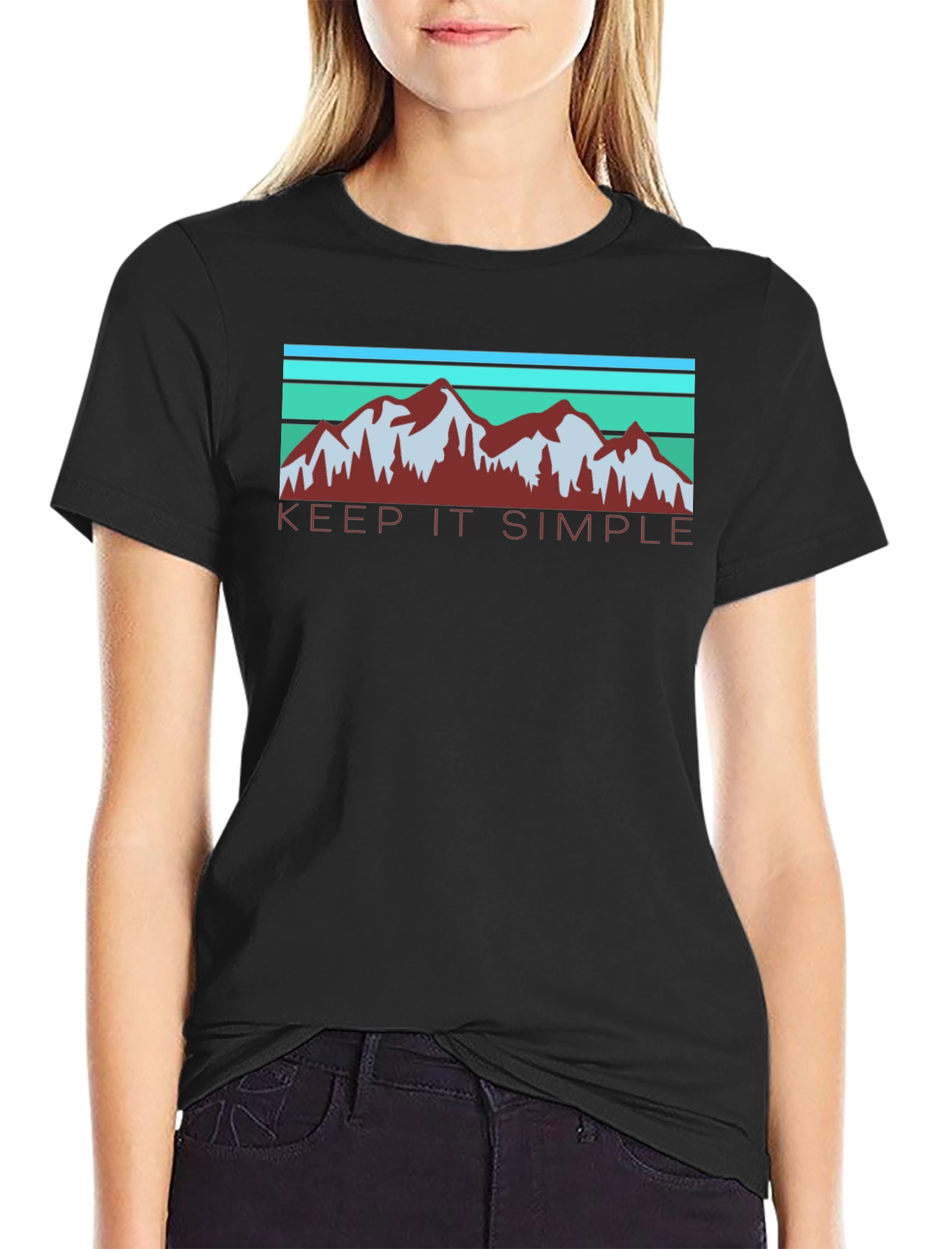 Keep It Simple Mountain Graphic Black T-Shirt