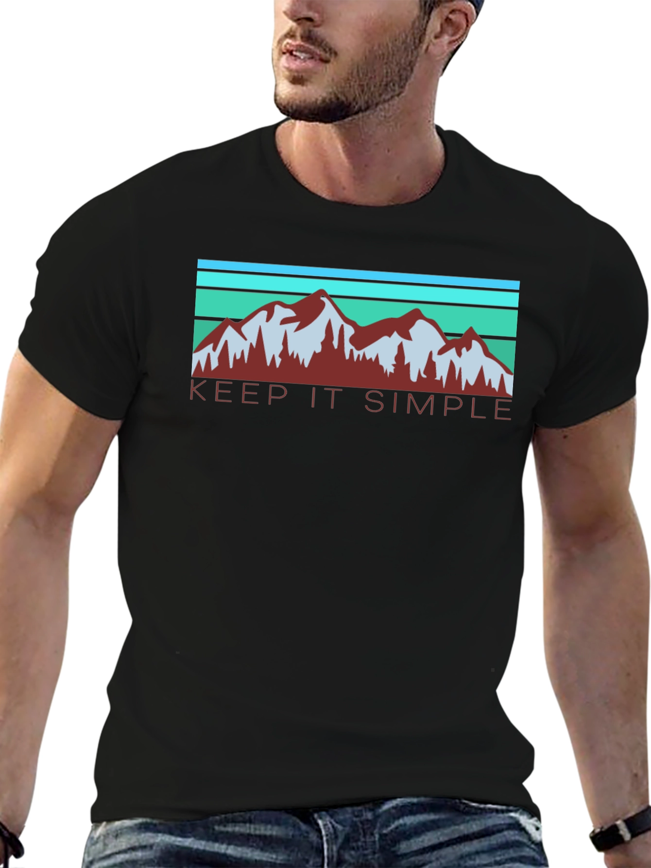 Keep It Simple Mountain Graphic Black T-Shirt