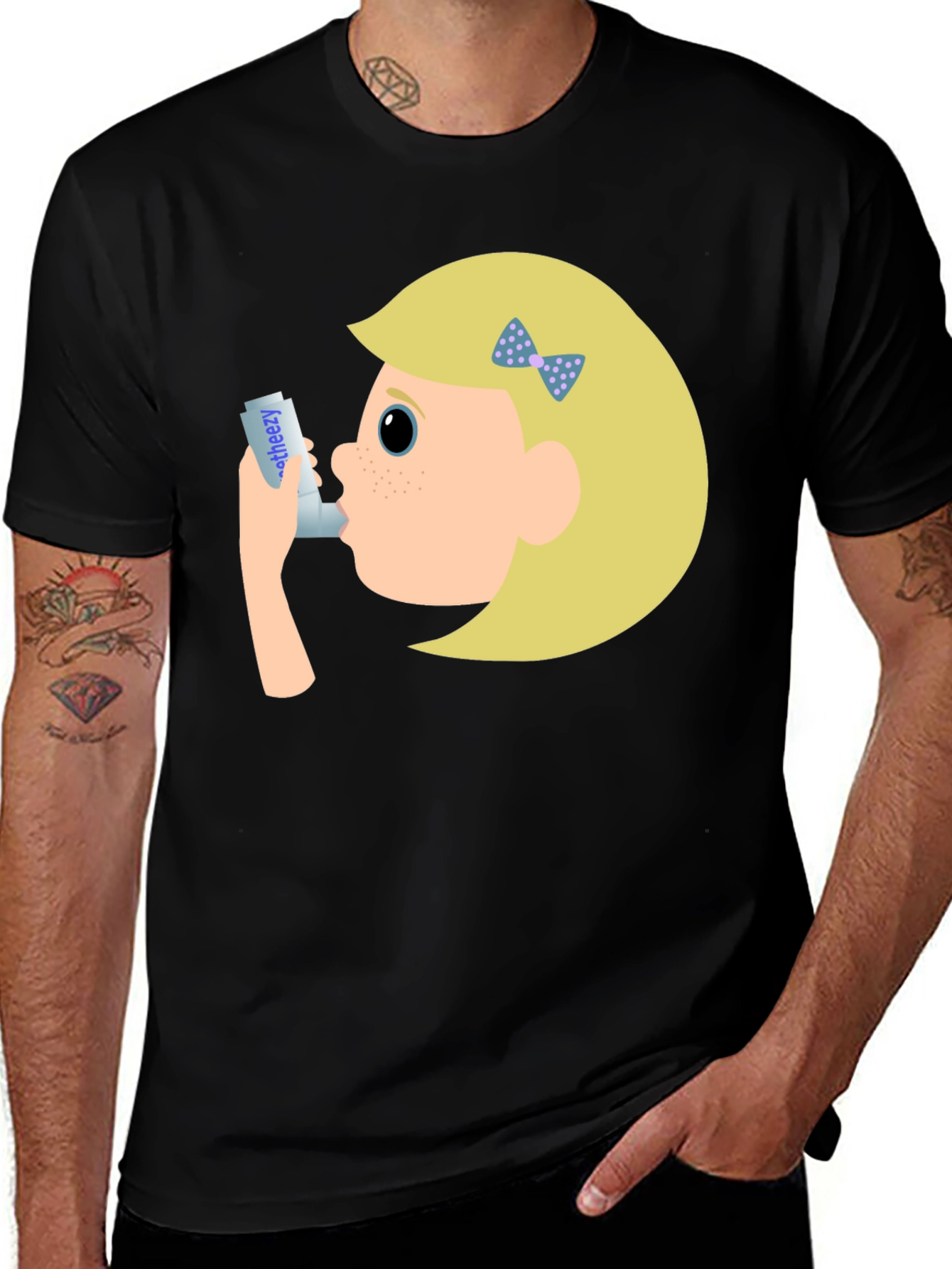 Asthma Awareness T-Shirt - Cartoon Inhaler Design