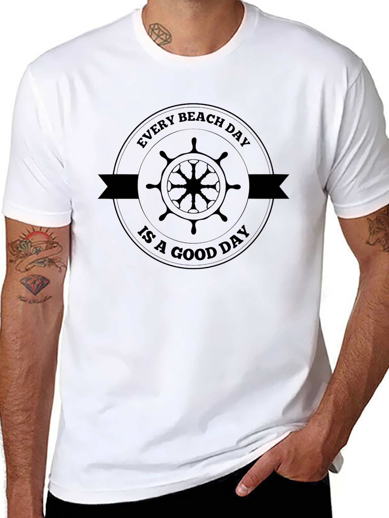 Every Beach Day T-Shirt - Nautical Wheel Design