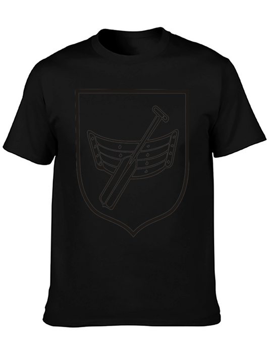 Black Rowing Boat Crest Graphic T-Shirt