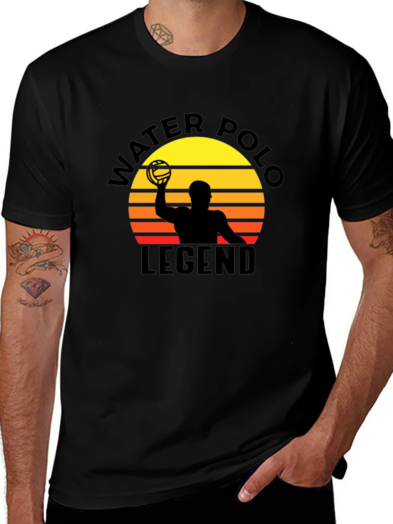 Water Polo Legend Black T-Shirt - Retro Style
