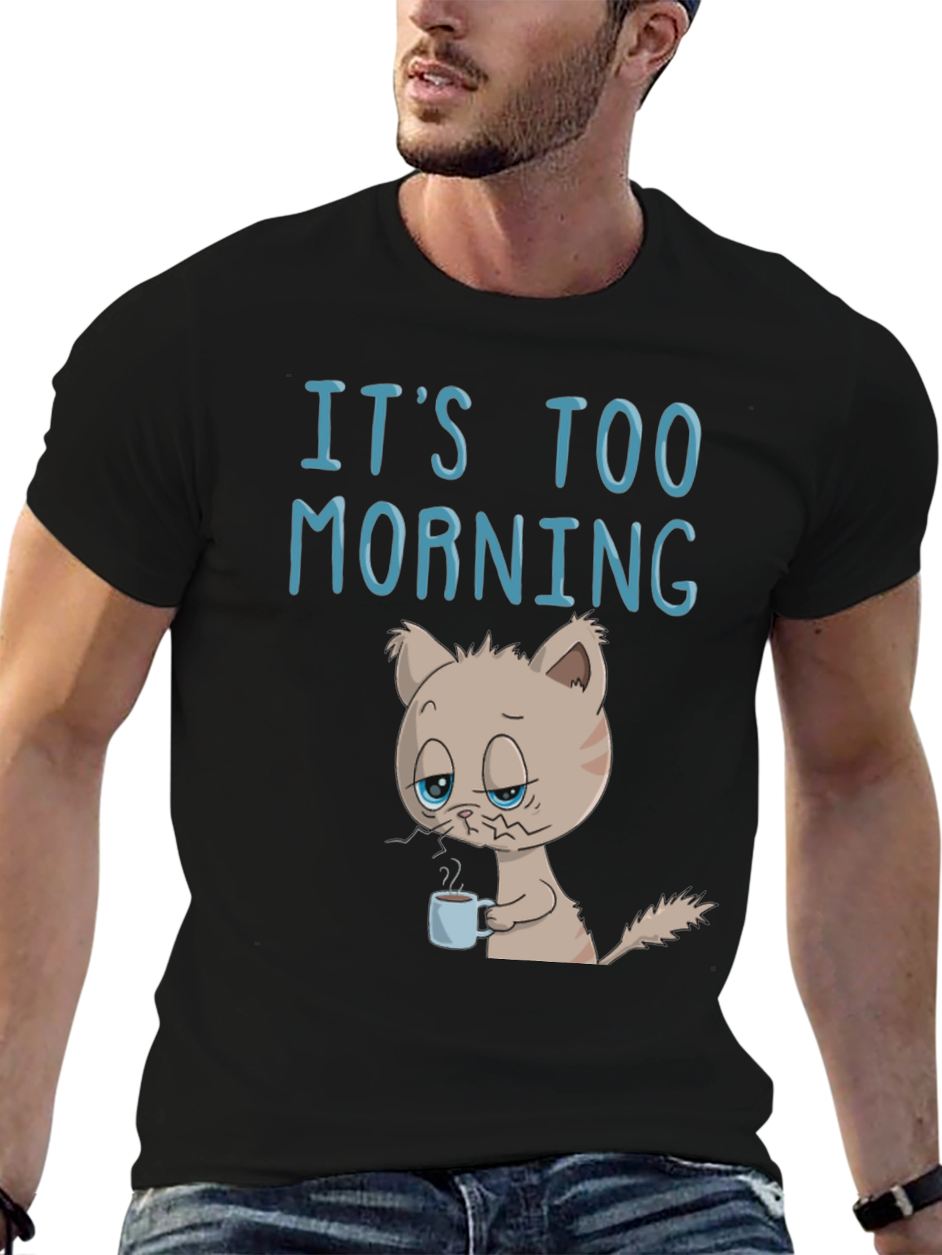 Its Too Morning Funny Cat T-Shirt