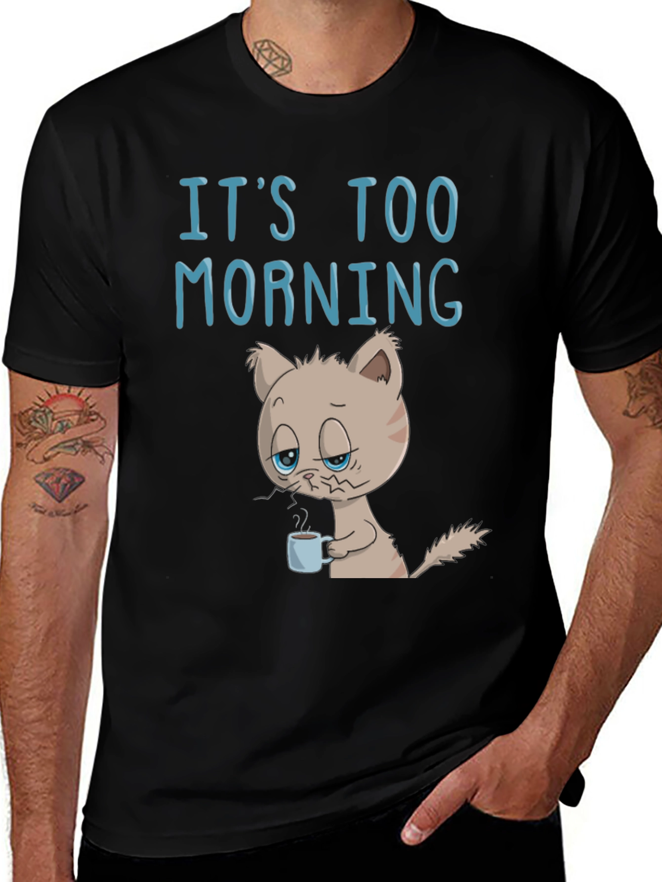 Its Too Morning Funny Cat T-Shirt