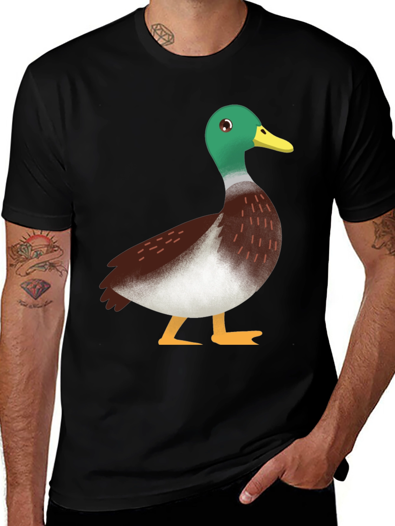 Duck Graphic Tee - Black Cotton Casual