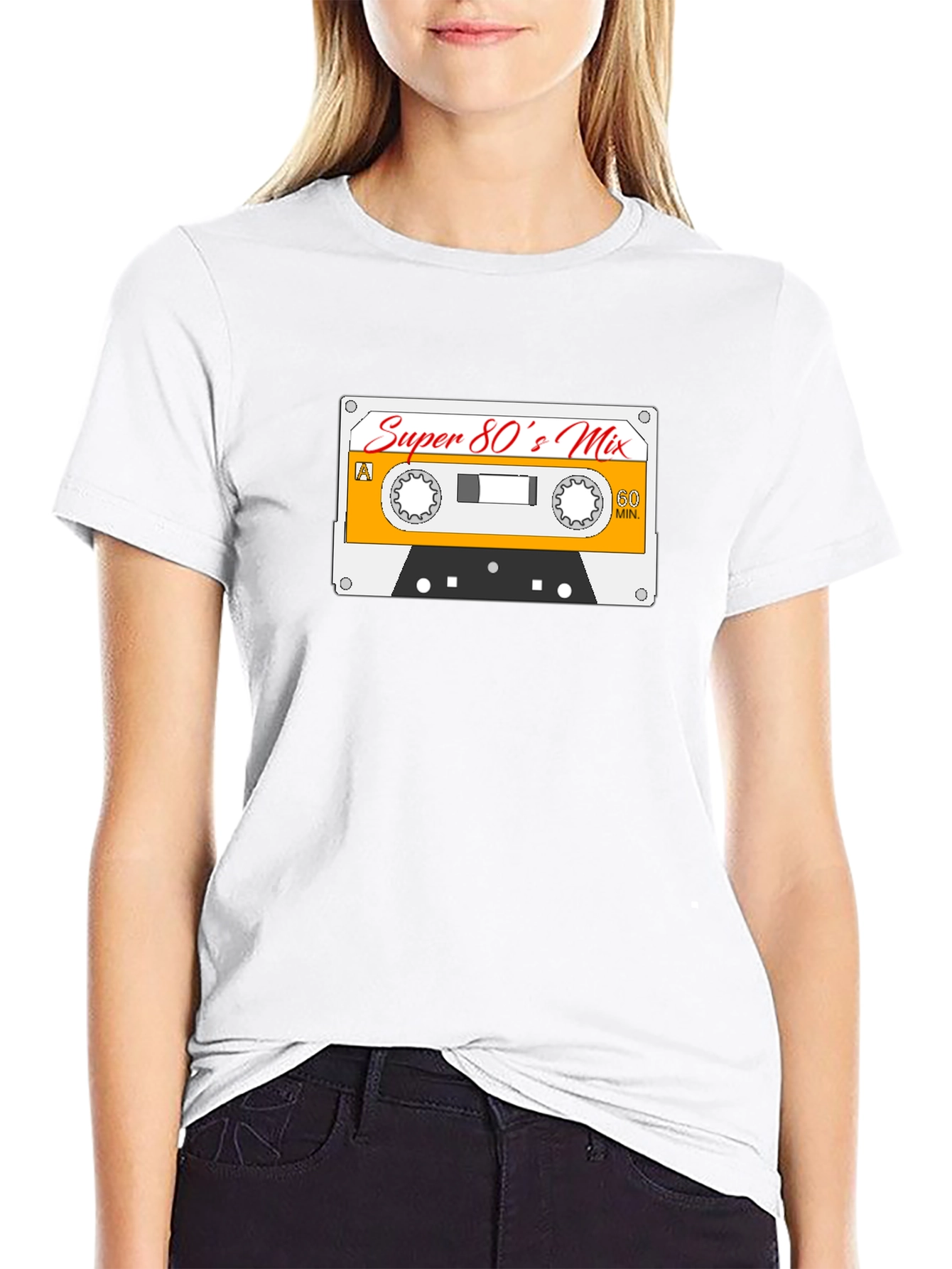 Super 80s Mix Black T-Shirt - Retro Cassette Design