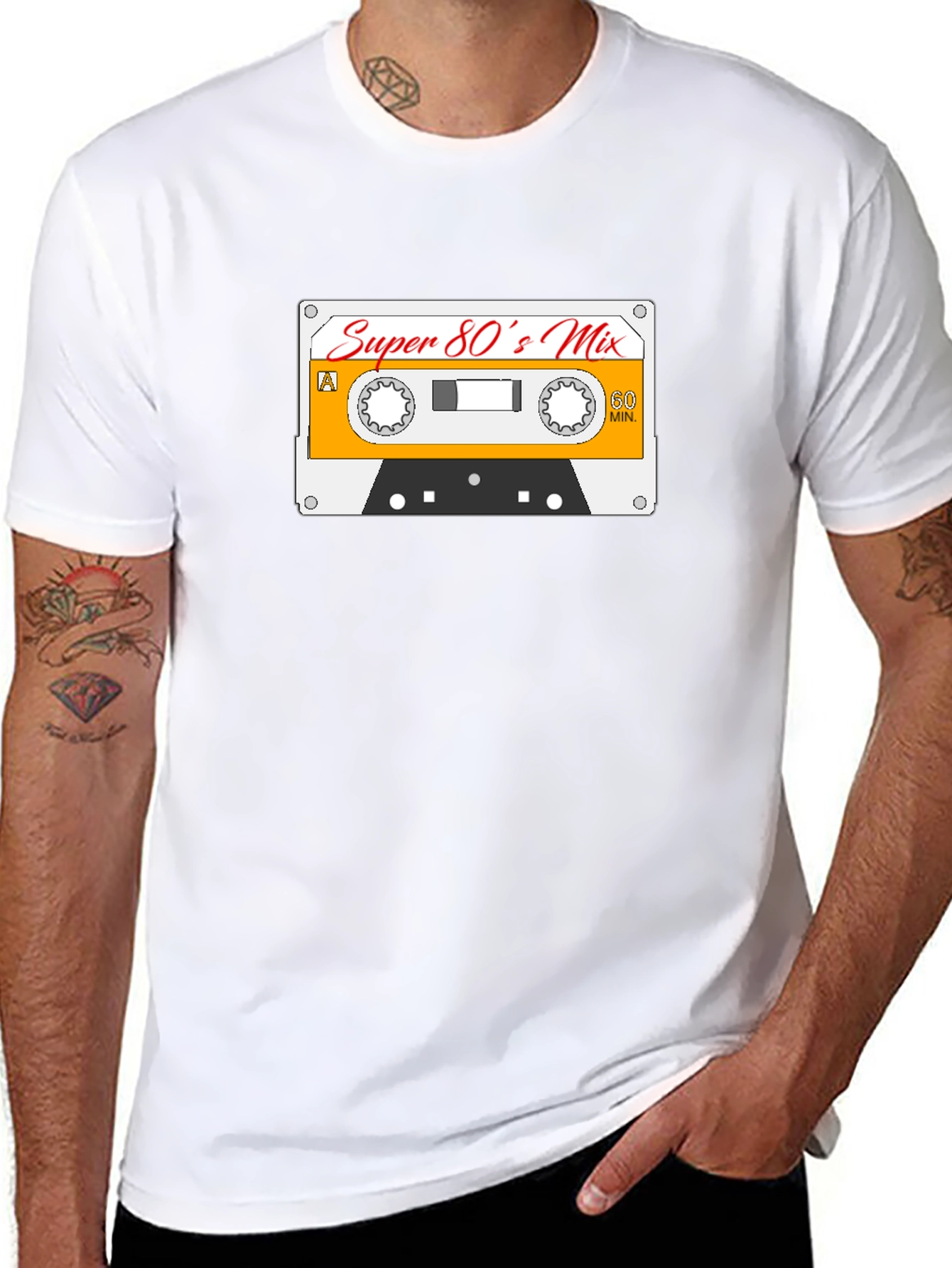 Super 80s Mix Black T-Shirt - Retro Cassette Design