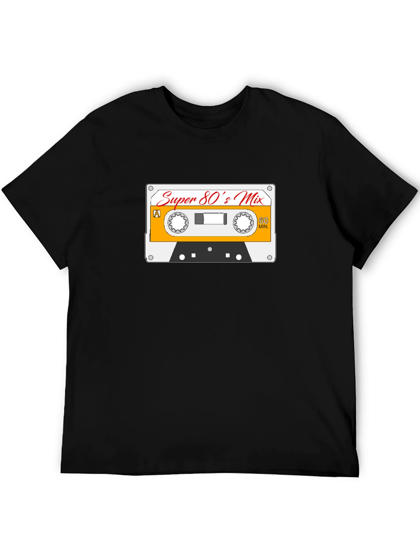 Super 80s Mix Black T-Shirt - Retro Cassette Design