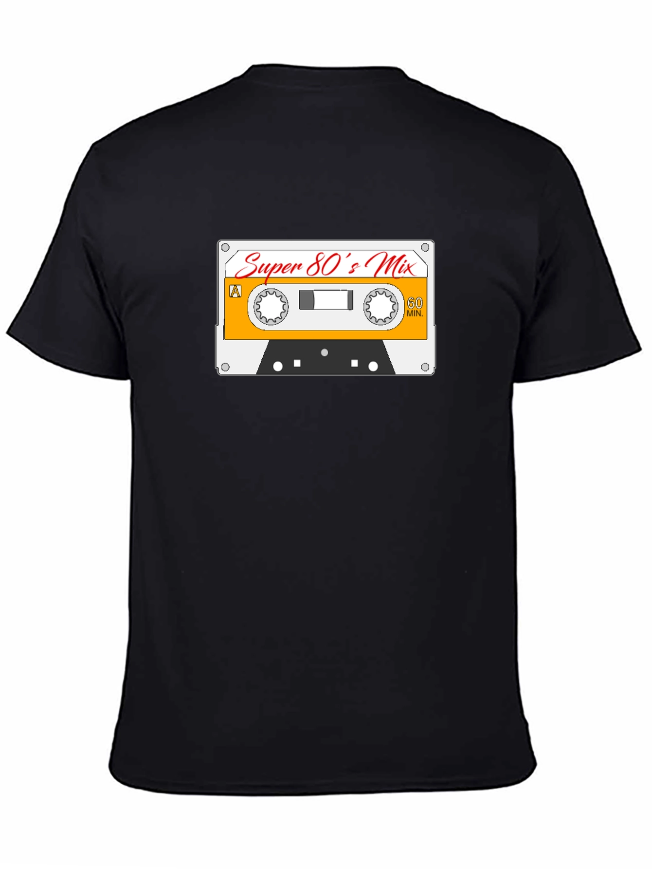 Super 80s Mix Black T-Shirt - Retro Cassette Design