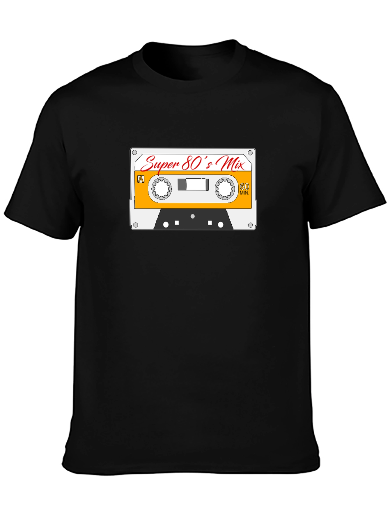 Super 80s Mix Black T-Shirt - Retro Cassette Design