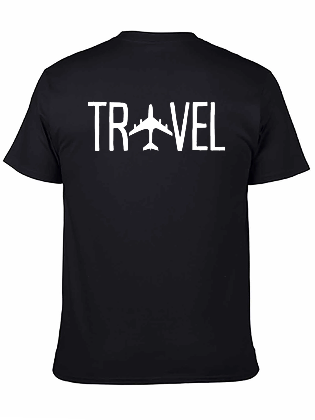 Travel Airplane Graphic Tee - Black Cotton T-Shirt