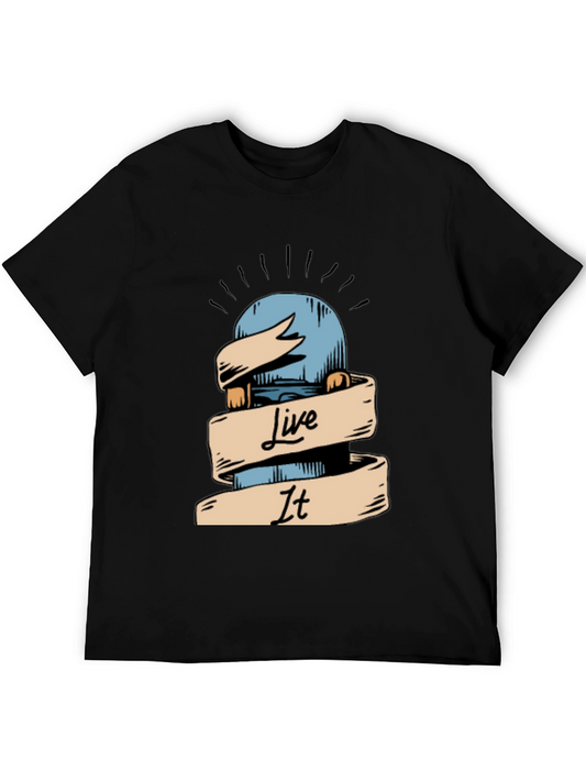 Live It Graphic Tee - Black Cotton T-Shirt for Everyday Wear
