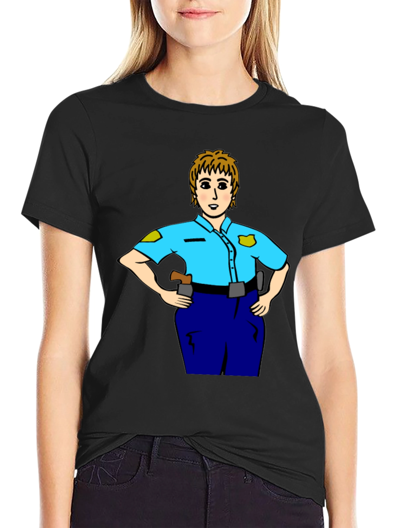 Police Woman Cartoon T-Shirt | Graphic Tee