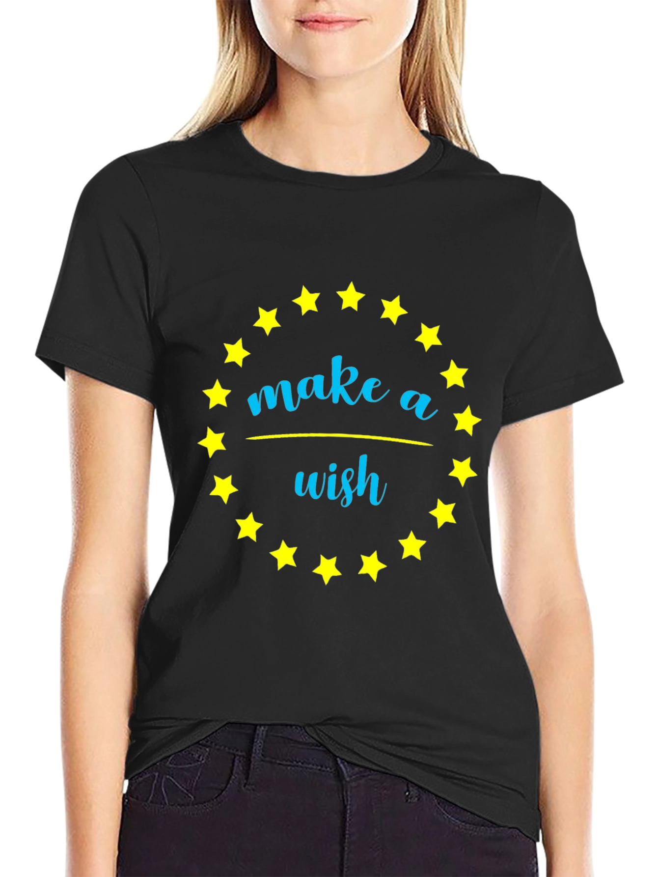 Make a Wish Star Graphic Tee - Black