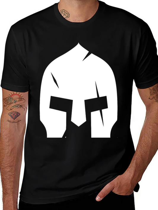 Spartan Helmet Graphic Tee - Black Cotton T-Shirt