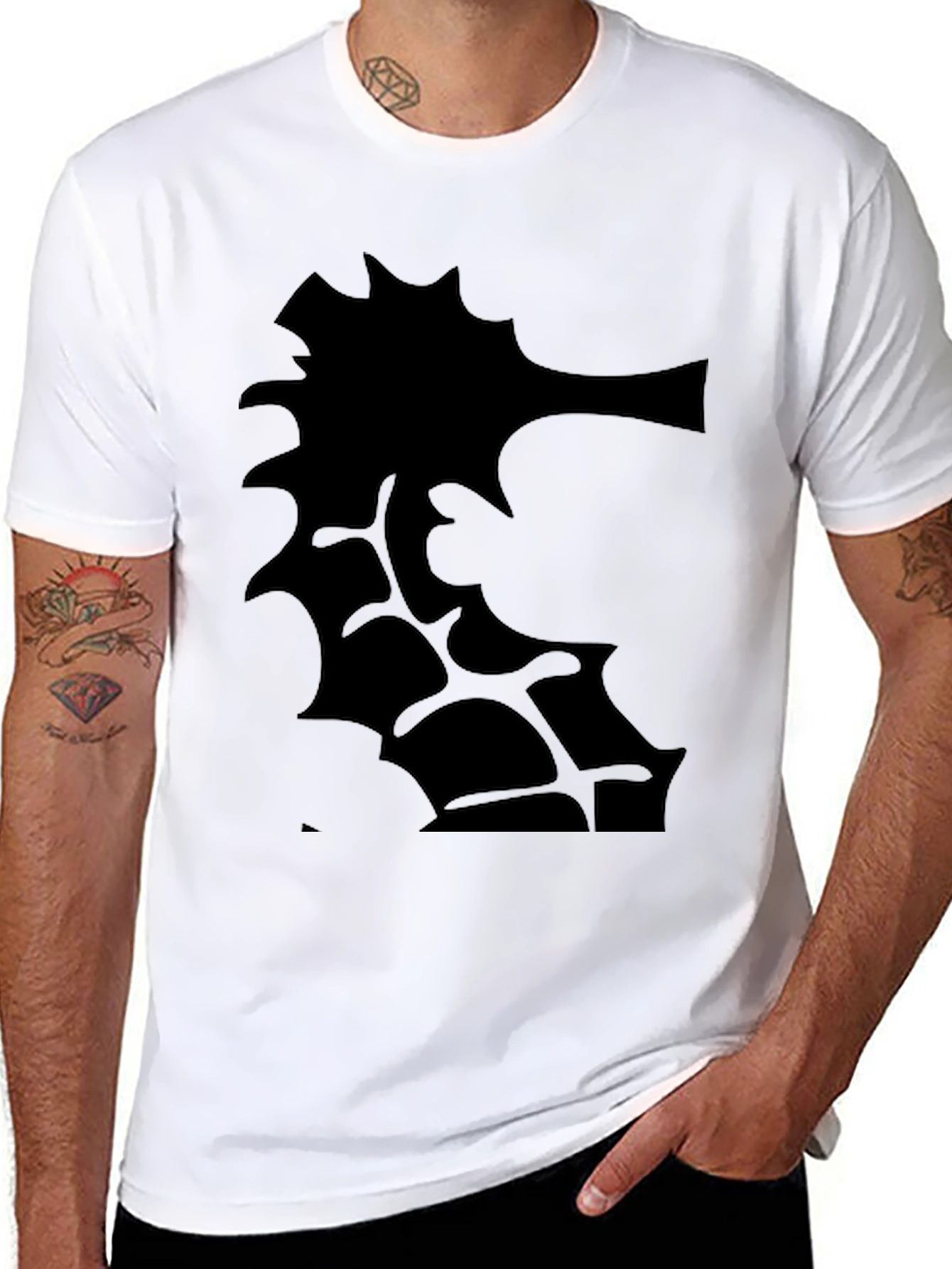 Mens Black T-Shirt with Abstract Graphic Print