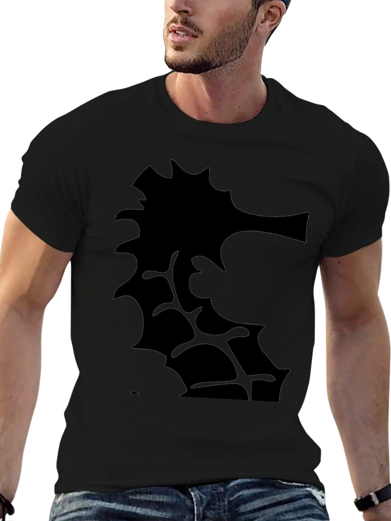 Mens Black T-Shirt with Abstract Graphic Print