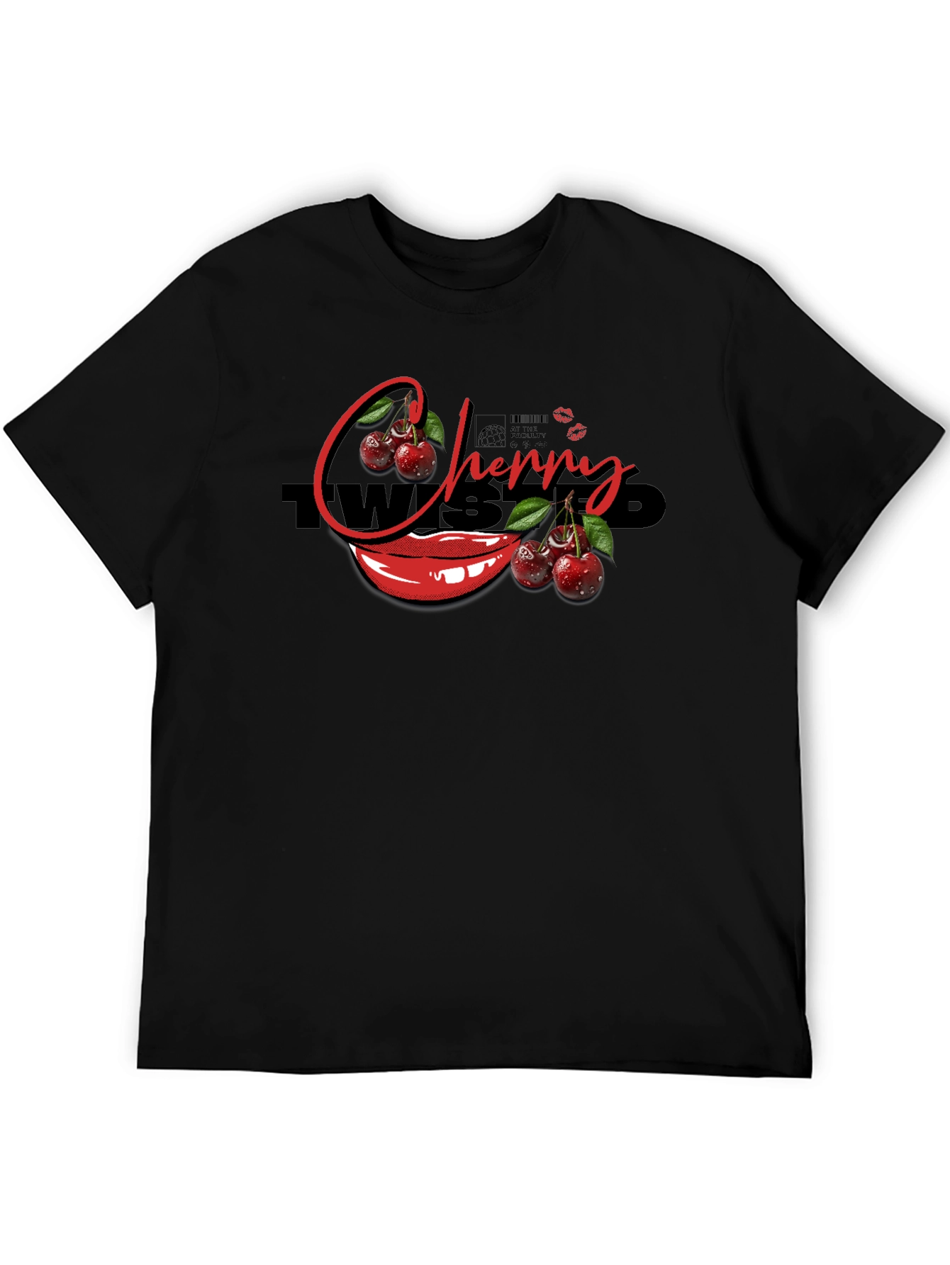 Cherry Twisted Black T-Shirt