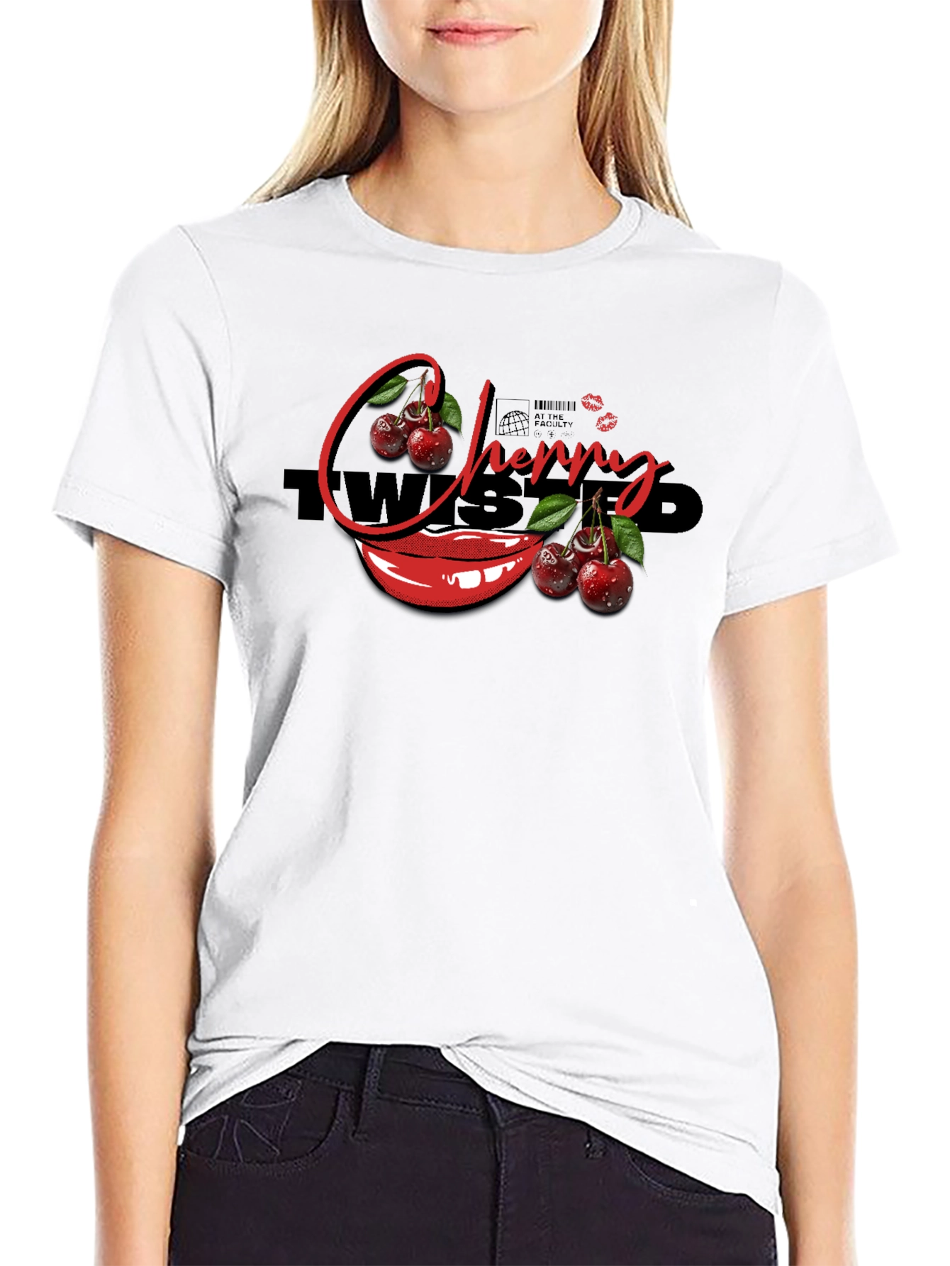 Cherry Twisted Black T-Shirt