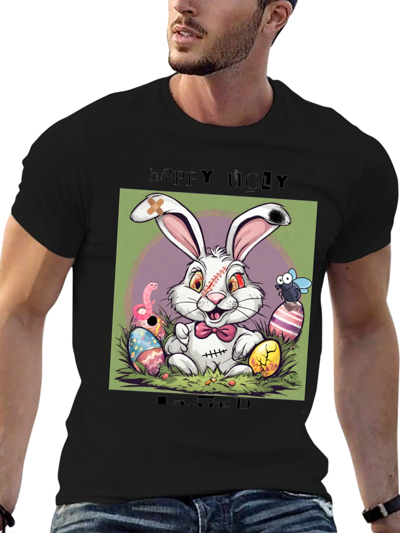 Happy Ugly Easter T-Shirt Funny Zombie Bunny Tee