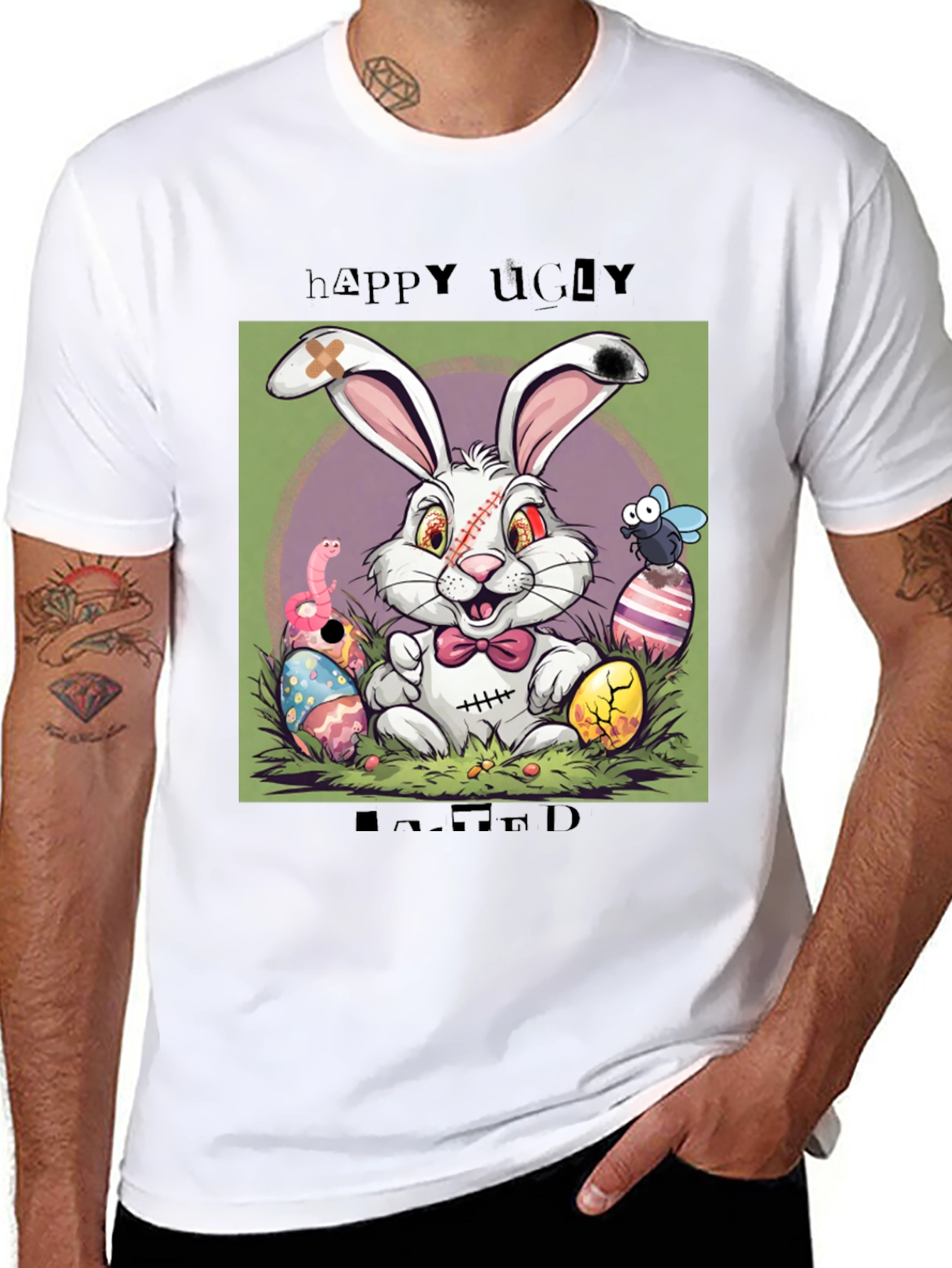 Happy Ugly Easter T-Shirt Funny Zombie Bunny Tee