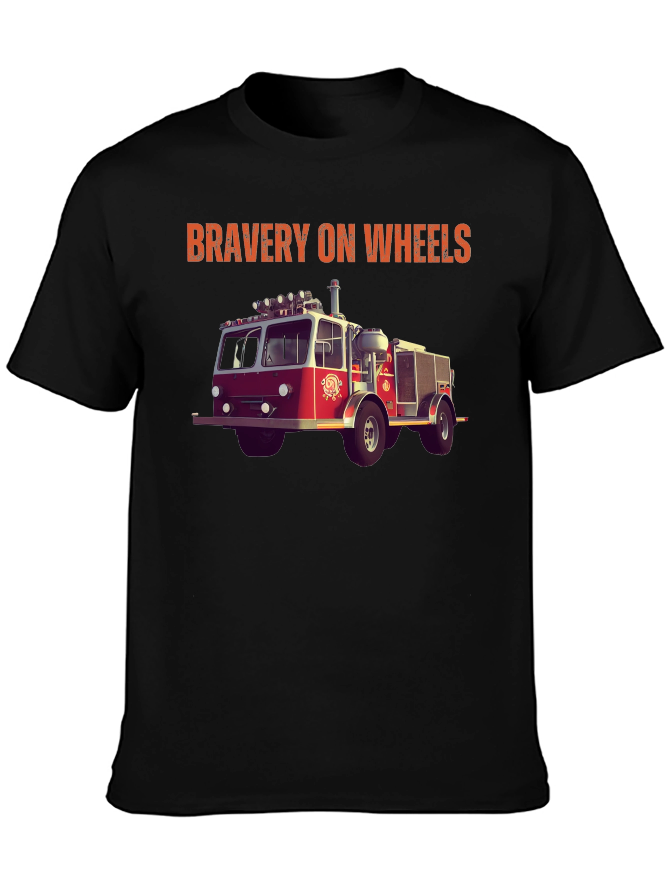 Bravery on Wheels Fire Truck Graphic Tee