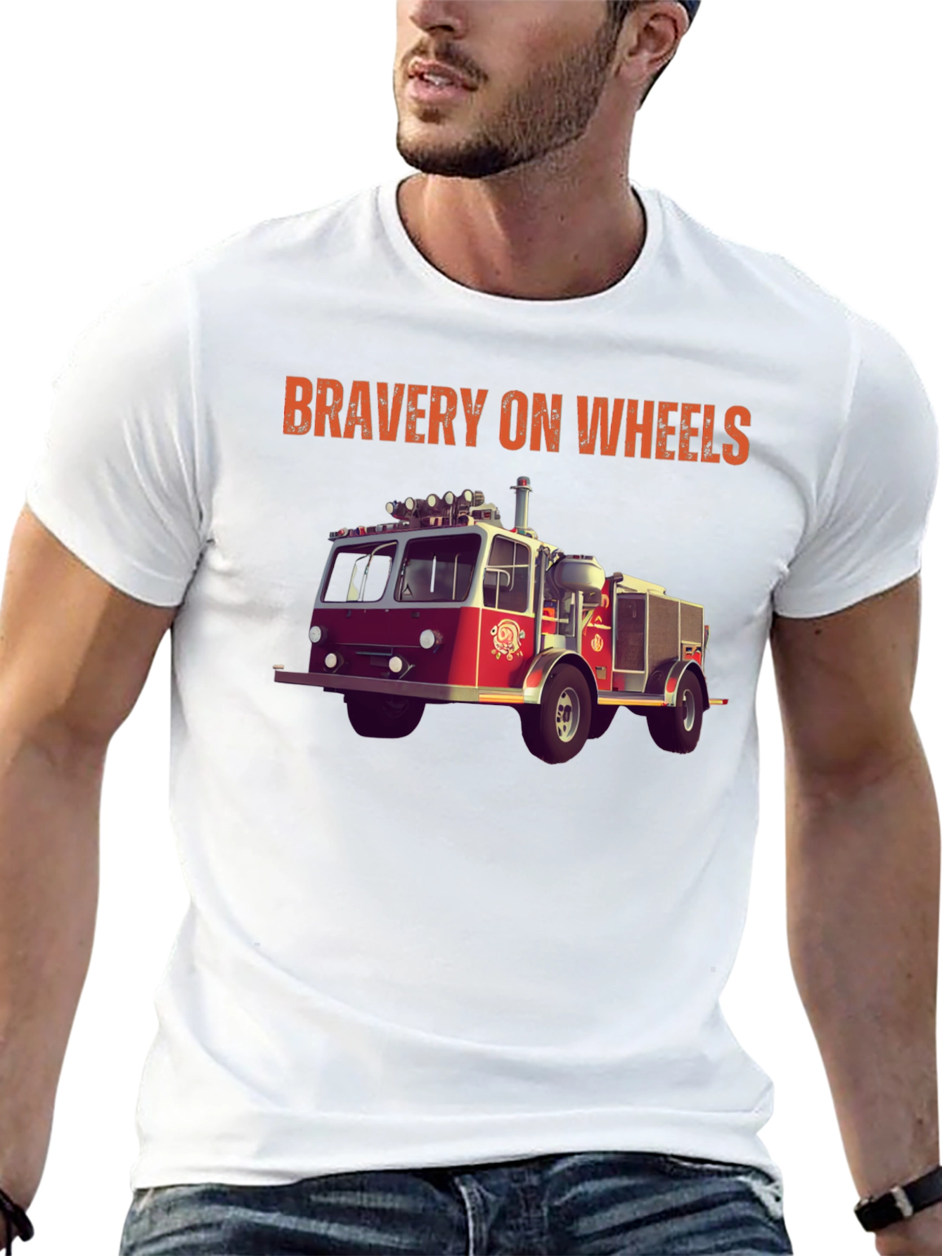 Bravery on Wheels Fire Truck Graphic Tee