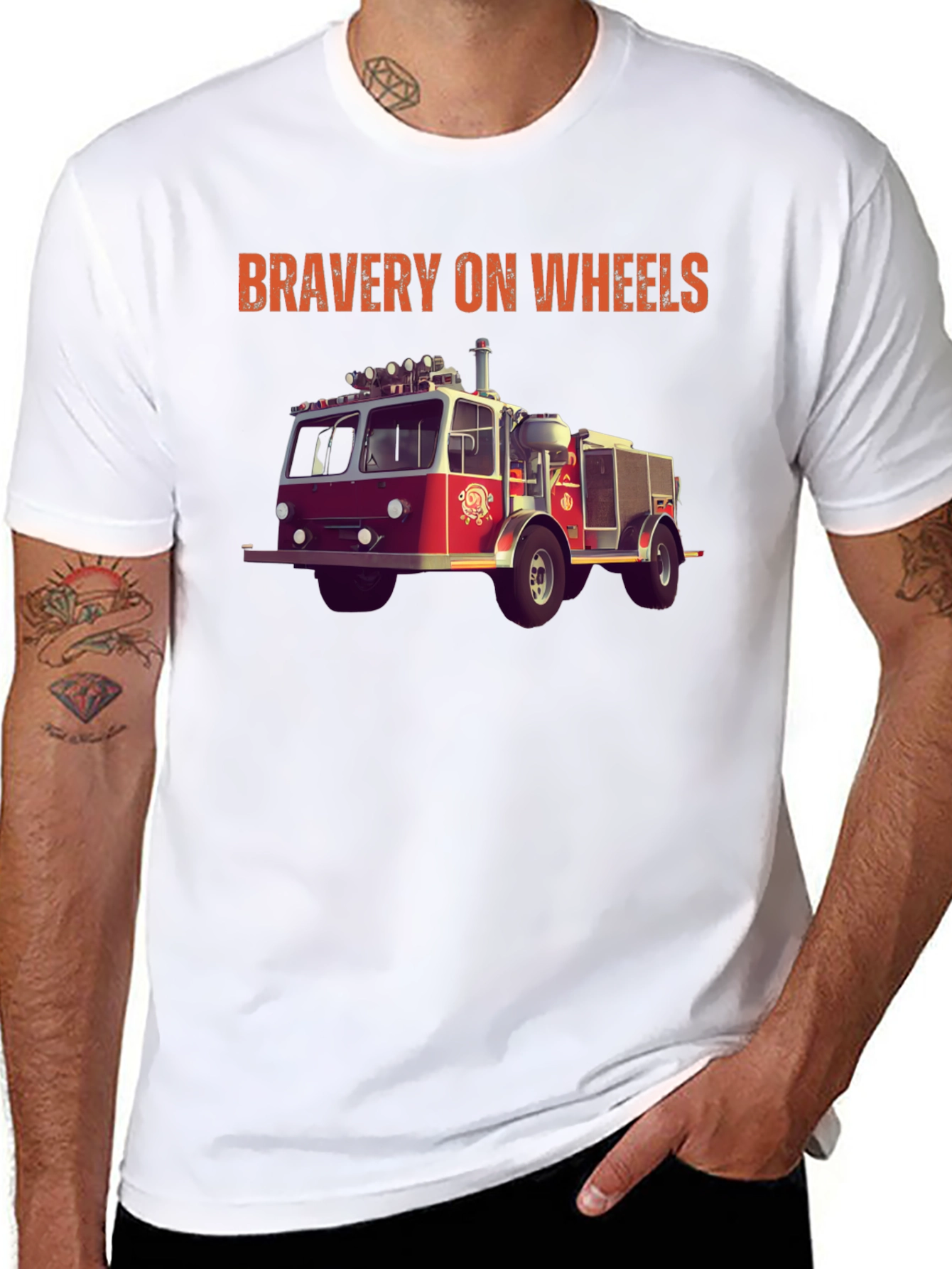 Bravery on Wheels Fire Truck Graphic Tee