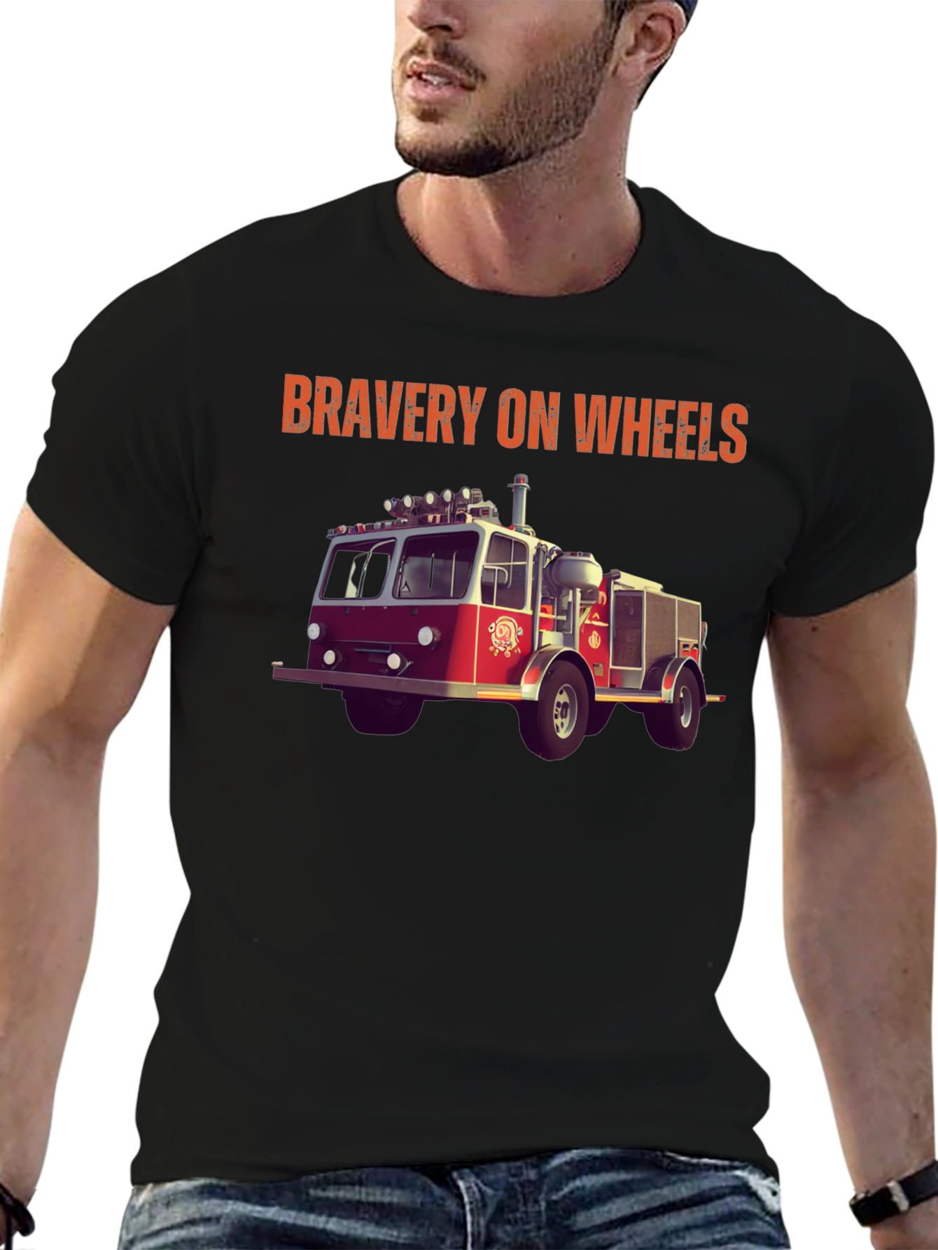Bravery on Wheels Fire Truck Graphic Tee