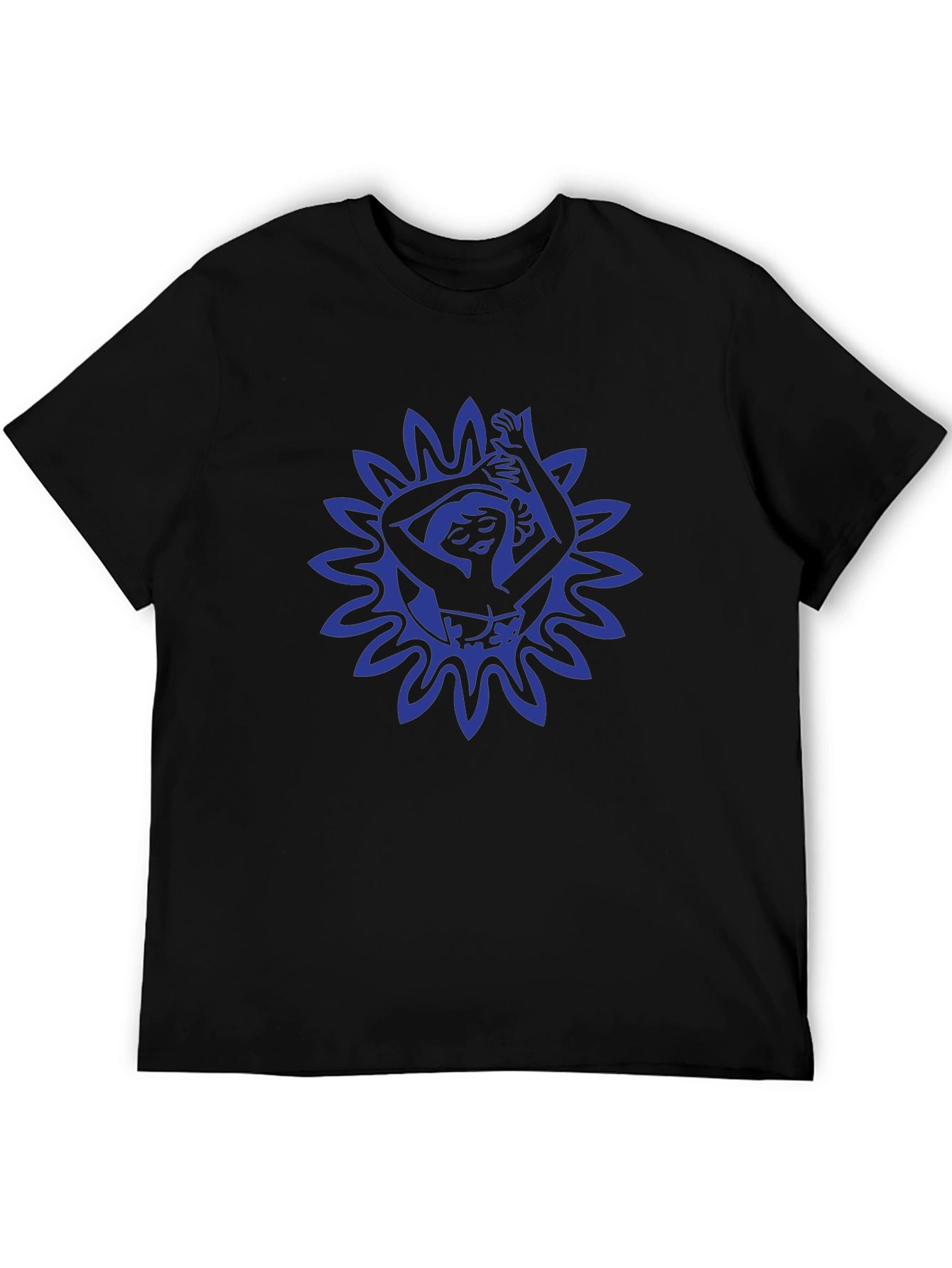 Black T-Shirt with Blue Floral Dancer Graphic