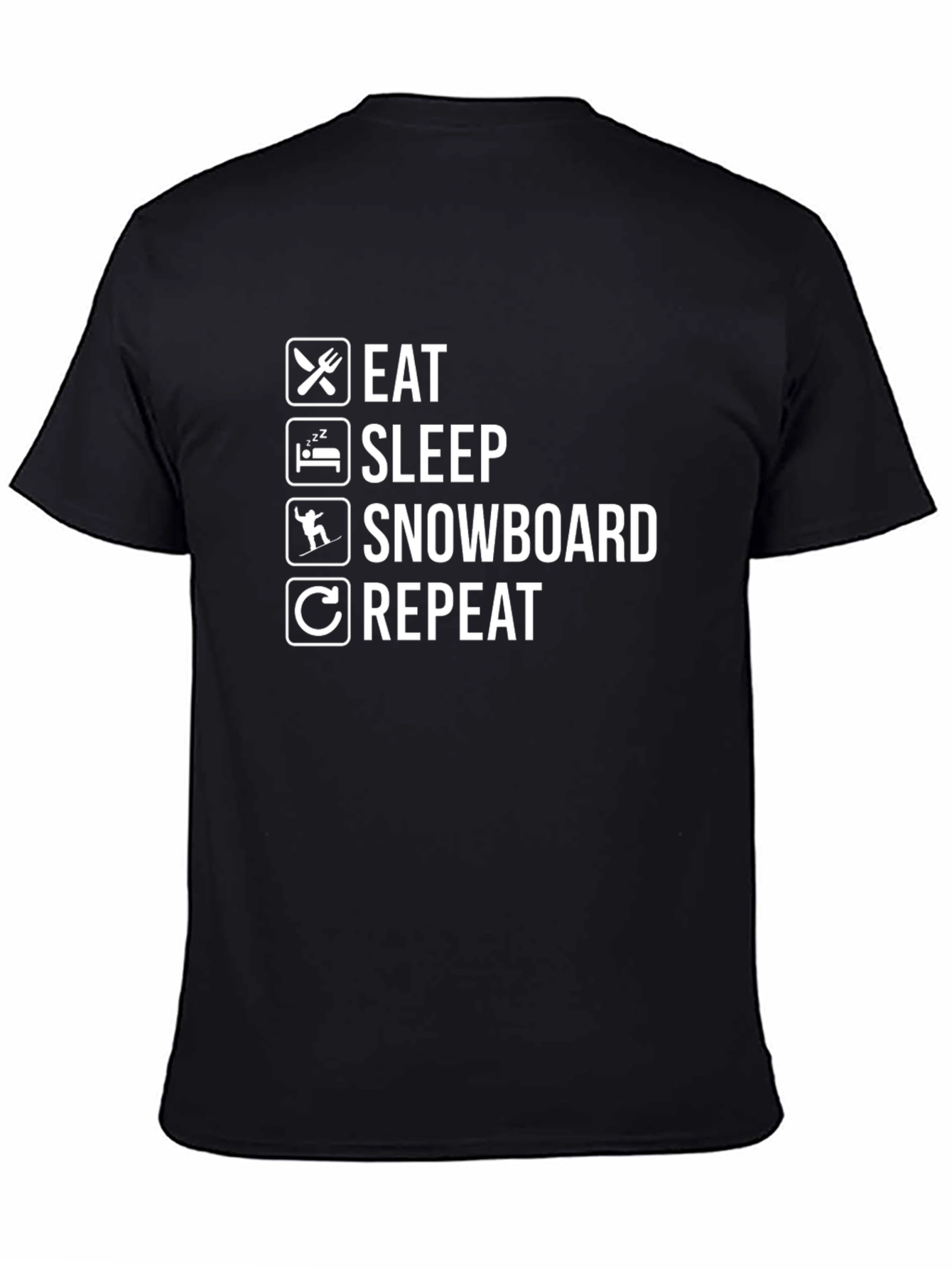 Eat Sleep Snowboard Repeat Black T-Shirt