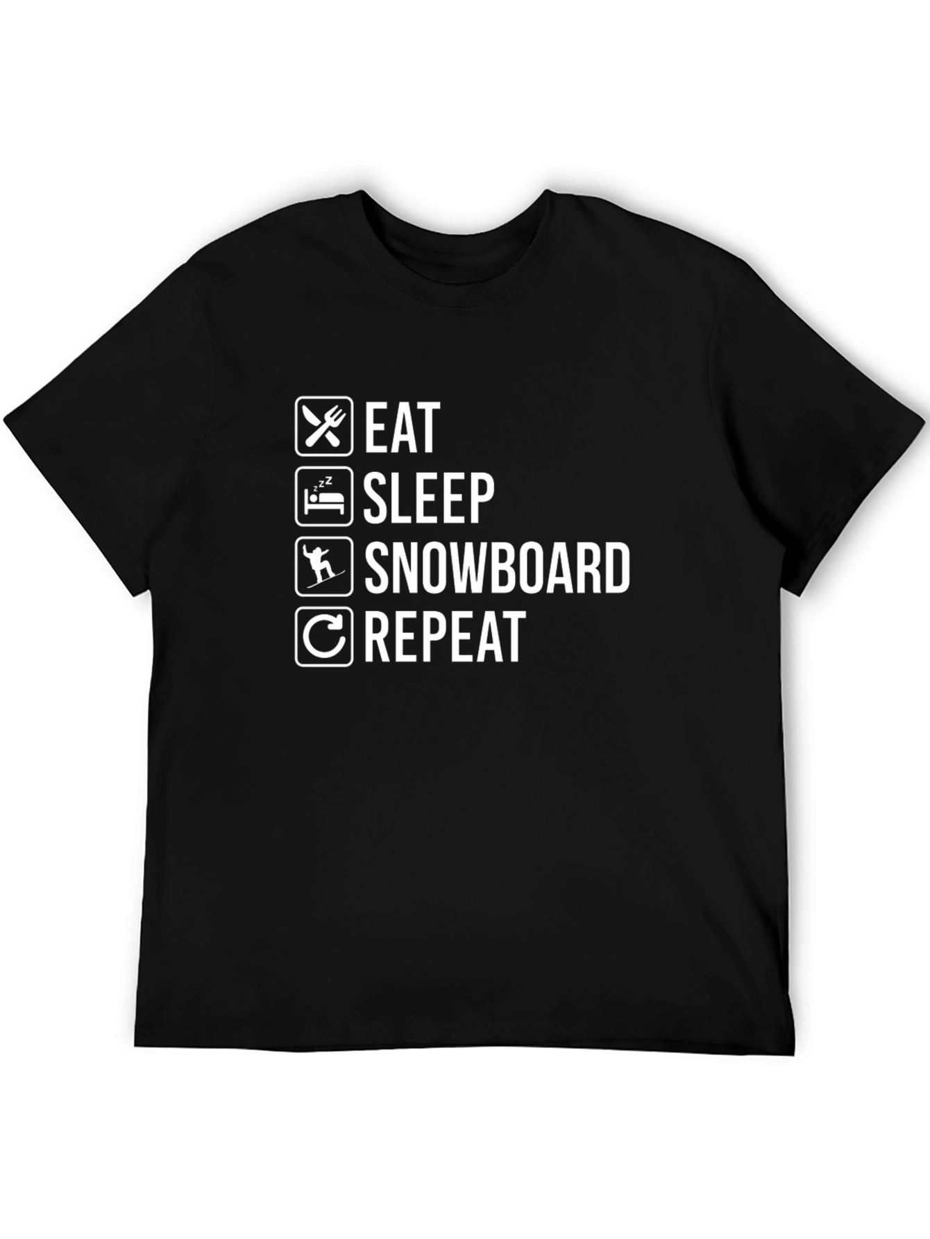 Eat Sleep Snowboard Repeat Black T-Shirt