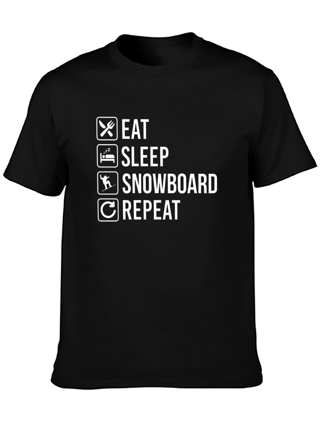 Eat Sleep Snowboard Repeat Black T-Shirt