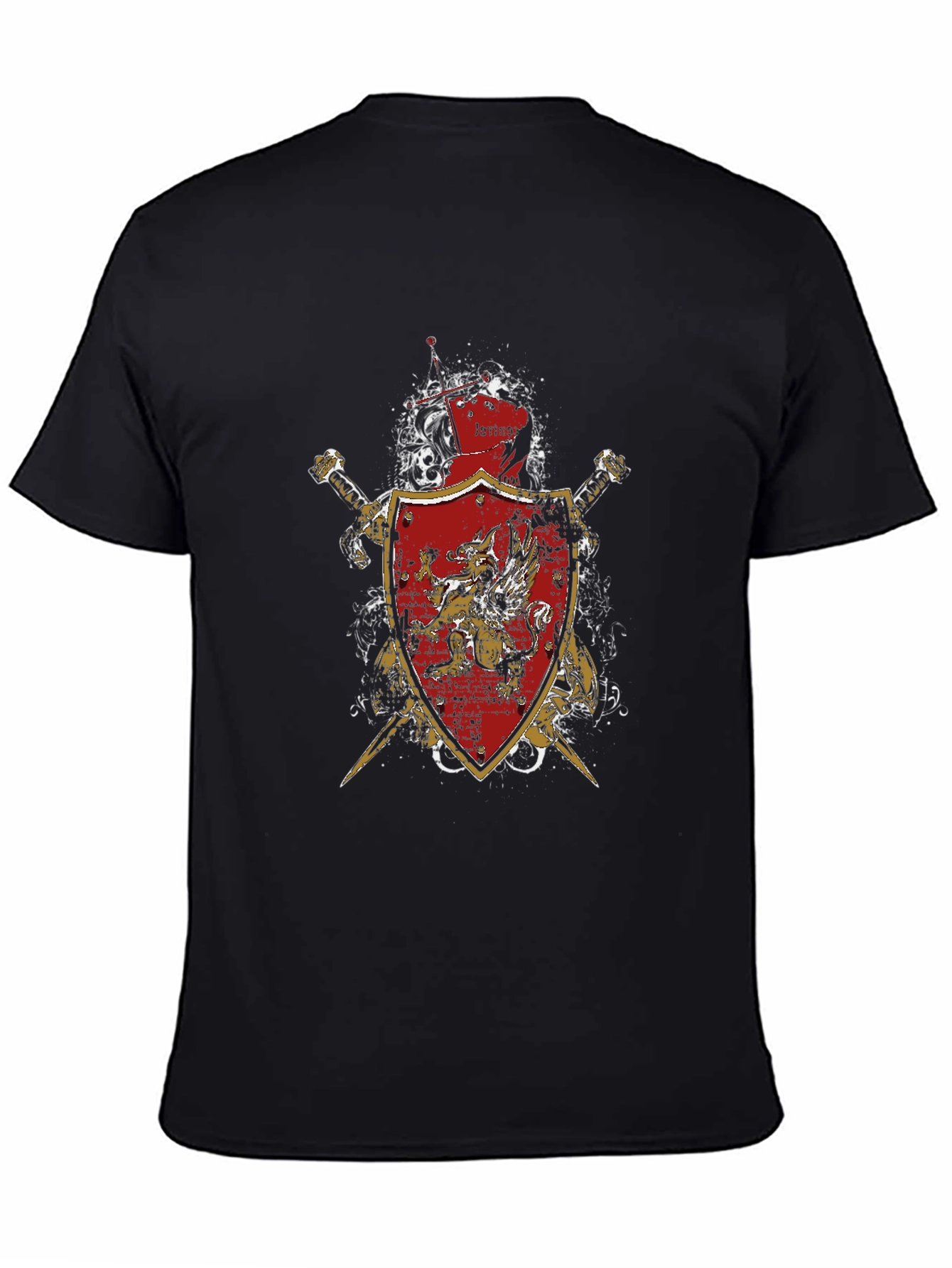 Medieval Shield & Swords Graphic Tee - Black