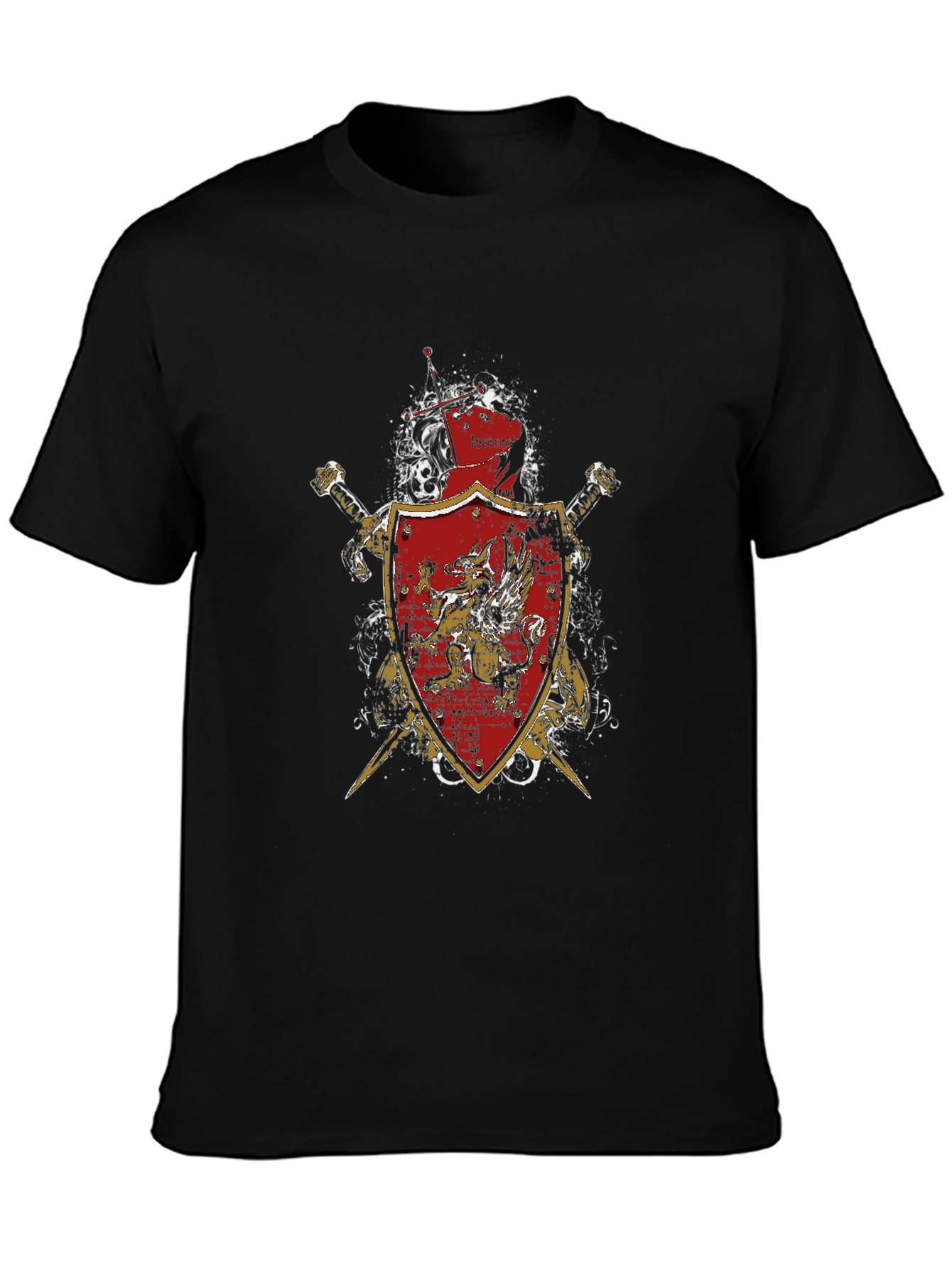 Medieval Shield & Swords Graphic Tee - Black