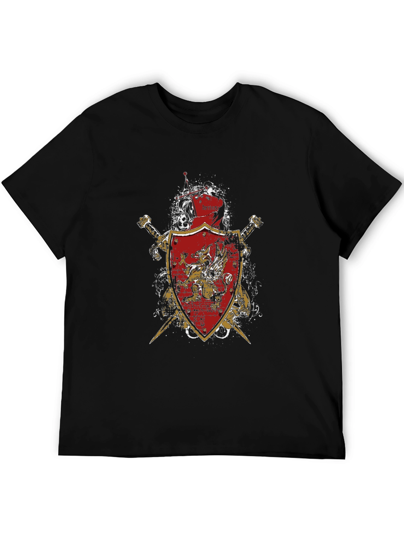 Medieval Shield & Swords Graphic Tee - Black