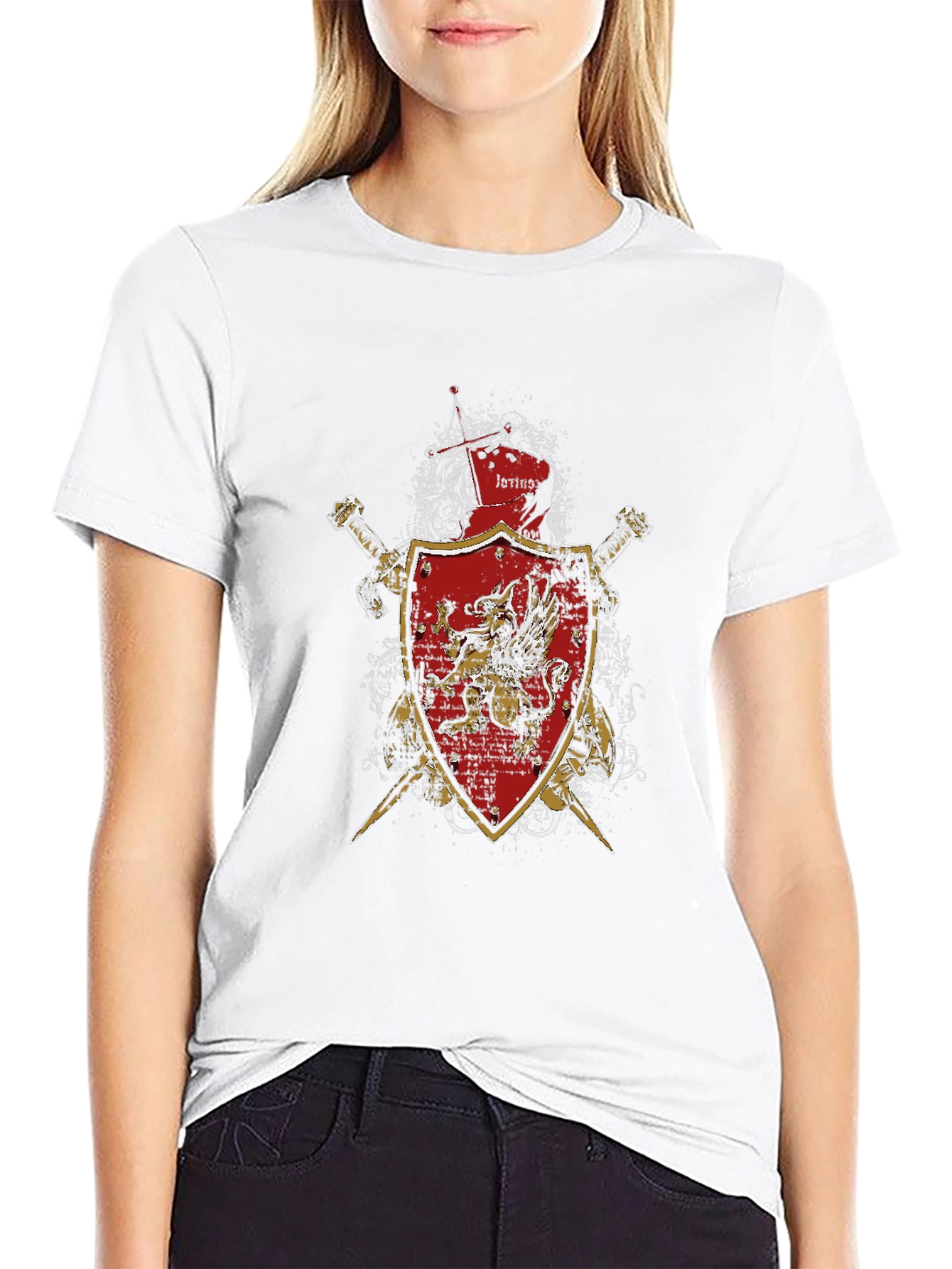 Medieval Shield & Swords Graphic Tee - Black