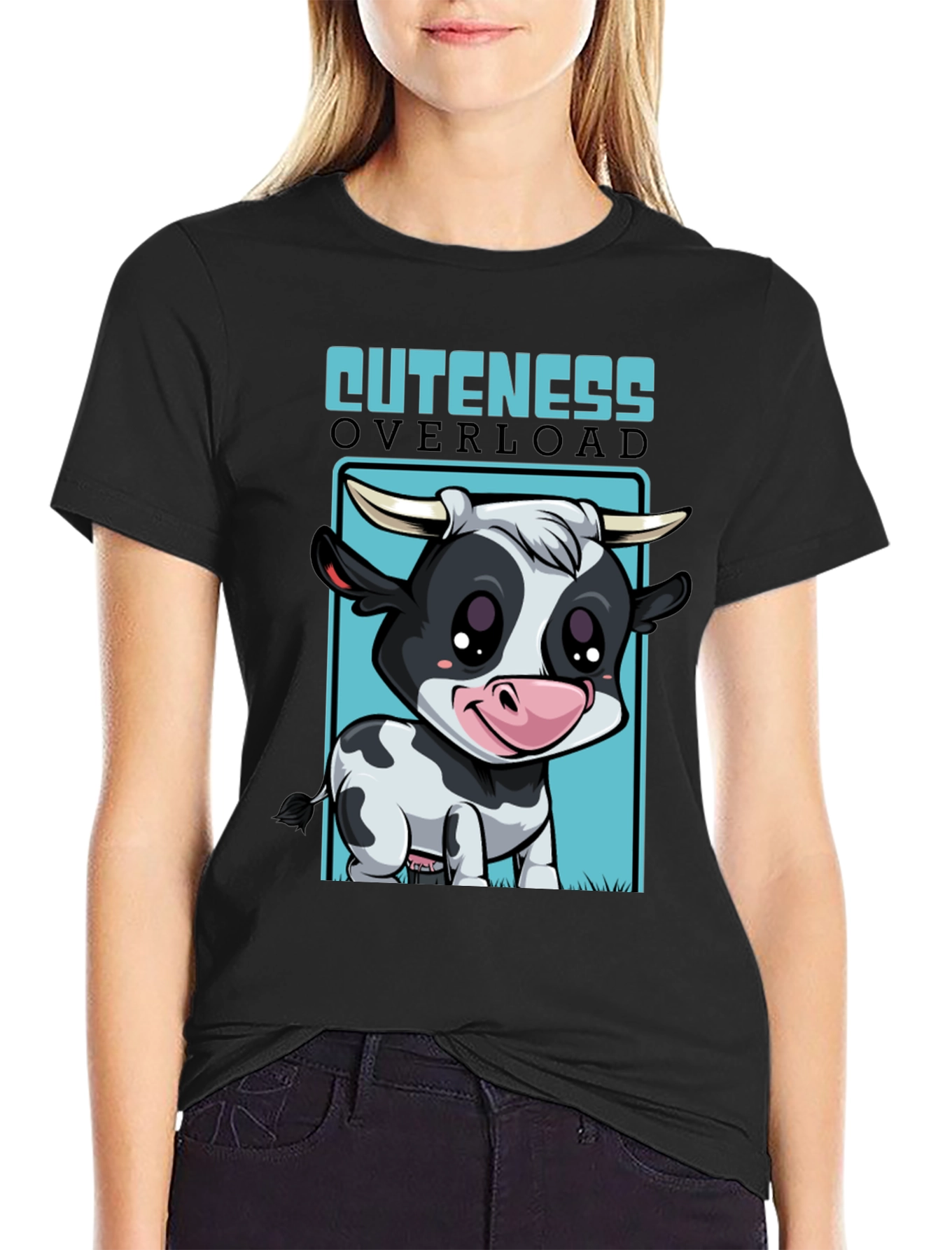 Cute Cow Cuteness Overload Graphic T-Shirt