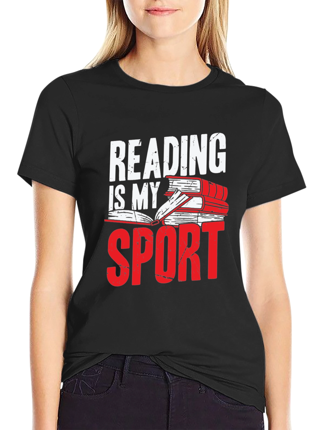 Reading Is My Sport Black Graphic Tee