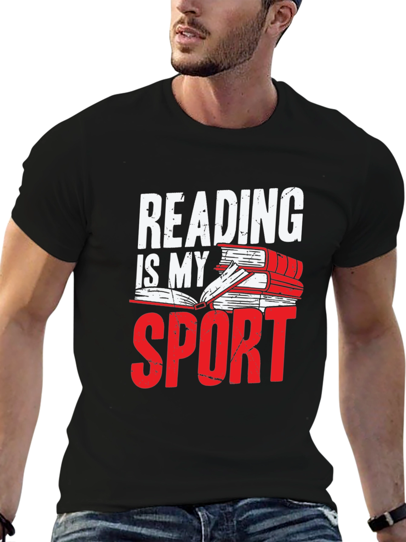 Reading Is My Sport Black Graphic Tee