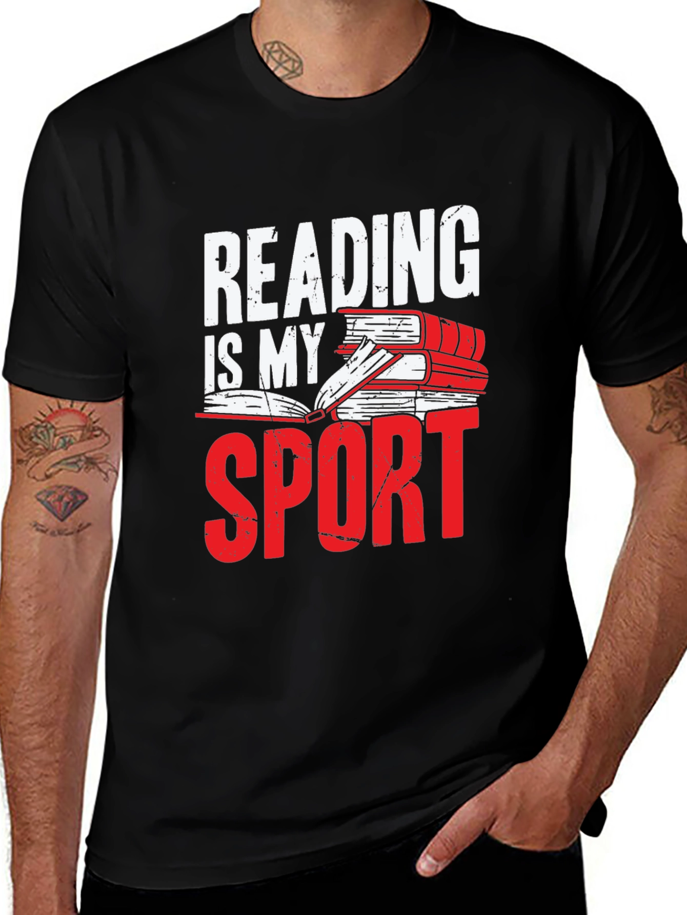 Reading Is My Sport Black Graphic Tee